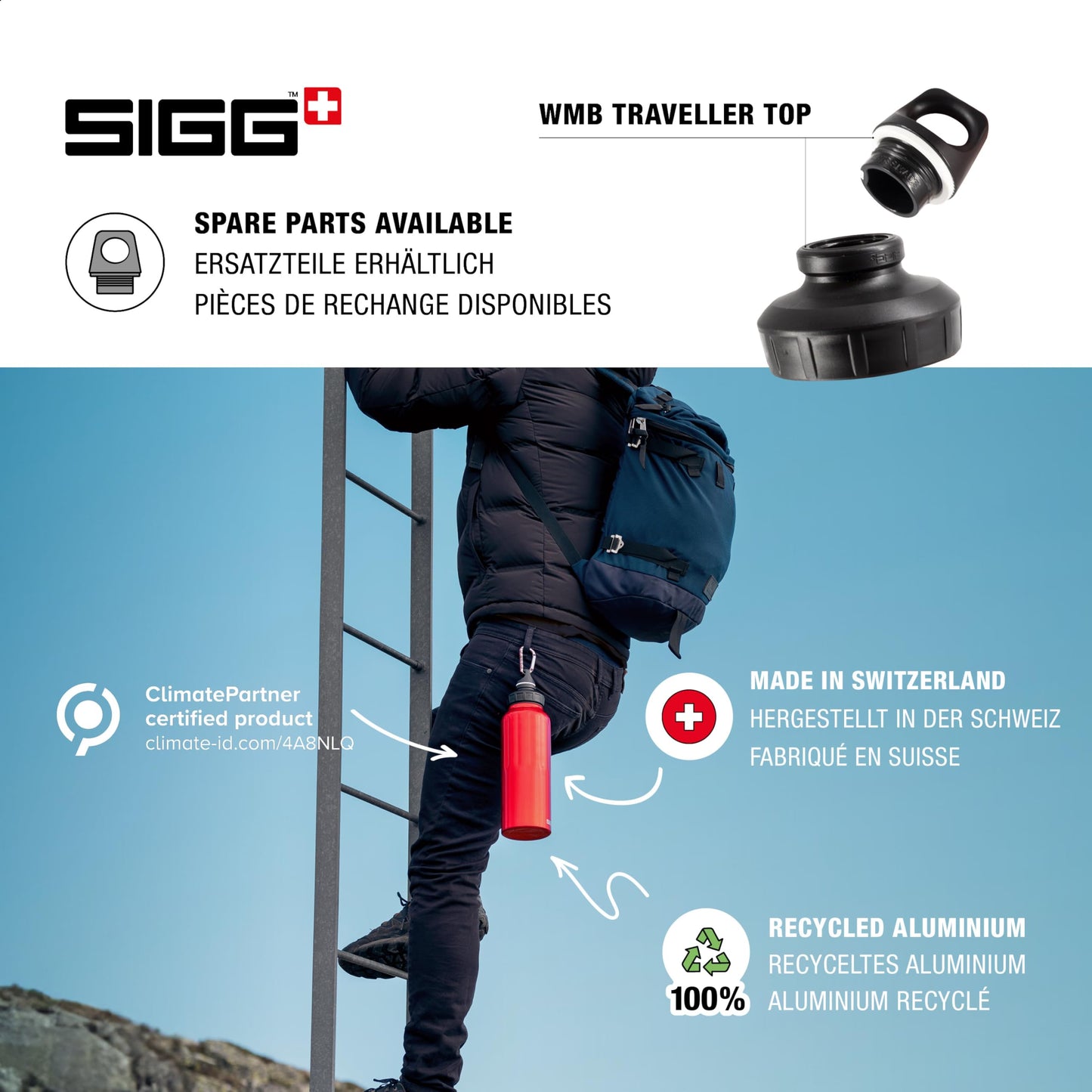 SIGG - aluminum drinking bottle - sports bottle WMB Traveler dark blue - climate neutral certified - carbonated drinks - leak-proof - light as a feather - BPA-free - outdoor, sports & fitness - 1.5L - 8256.10