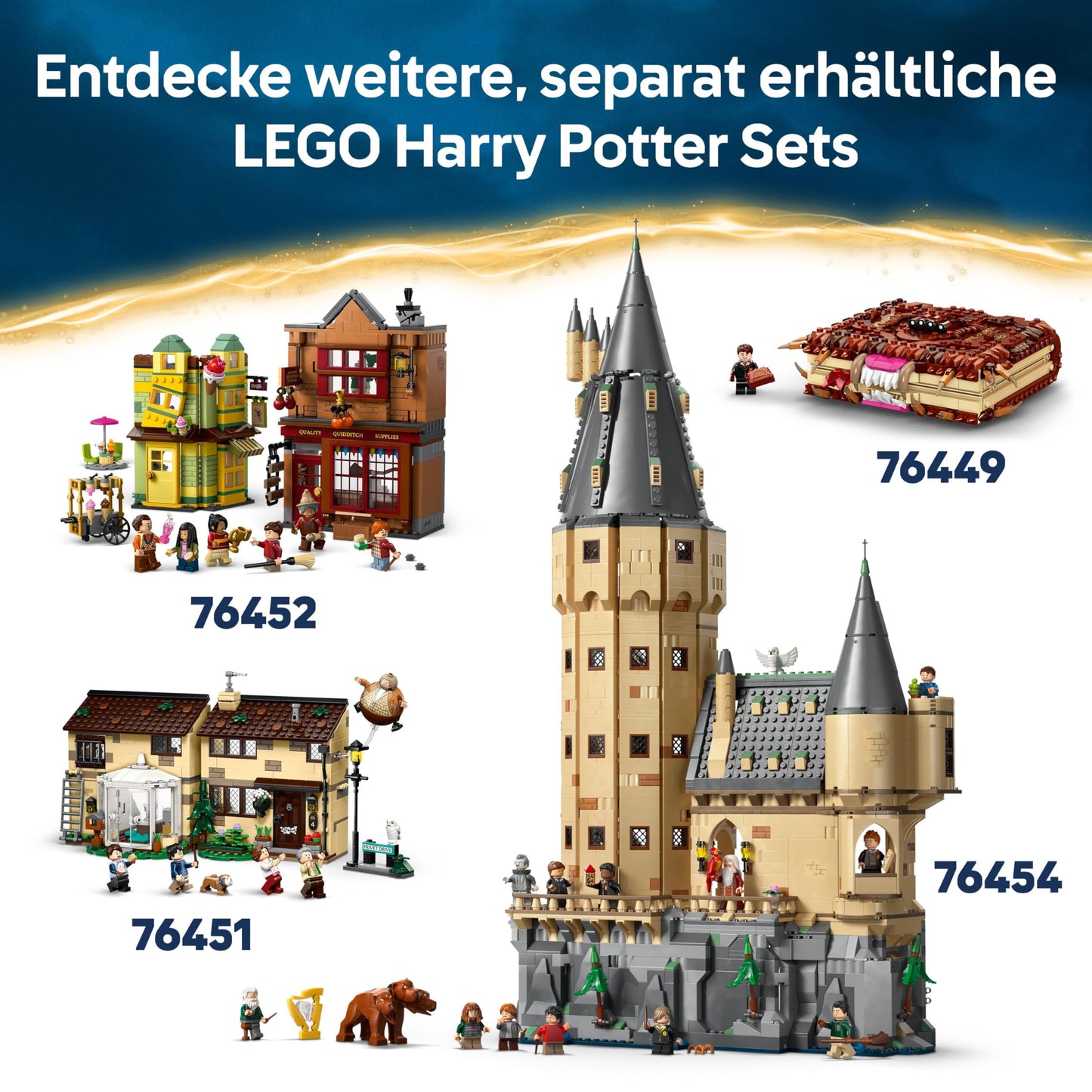 LEGO Harry Potter bookend: Hogwarts Express - set with toy train, 2 minifigures including Ron Weasley, Hedwig and Scabbers - Wizarding World gift for boys, girls and fans aged 10 and over - 76450