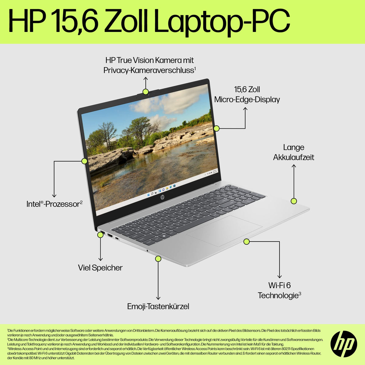 HP Laptop | 15.6" FHD Display | Intel Processor N100 | 4 GB DDR4 RAM | 128 GB UFS | Intel UHD Graphics | Windows 11 Home in S Mode | QWERTY | Natural Silver - B4VP3EA#ABD