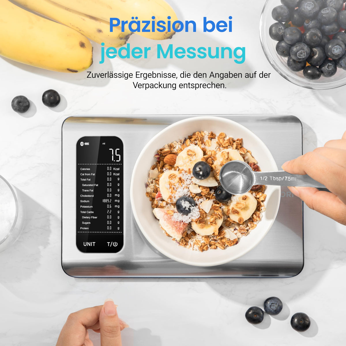 Cosori Stainless Steel Digital Kitchen Scale, Kitchen Scale with APP Nutritional Calculation - CNS-R101S