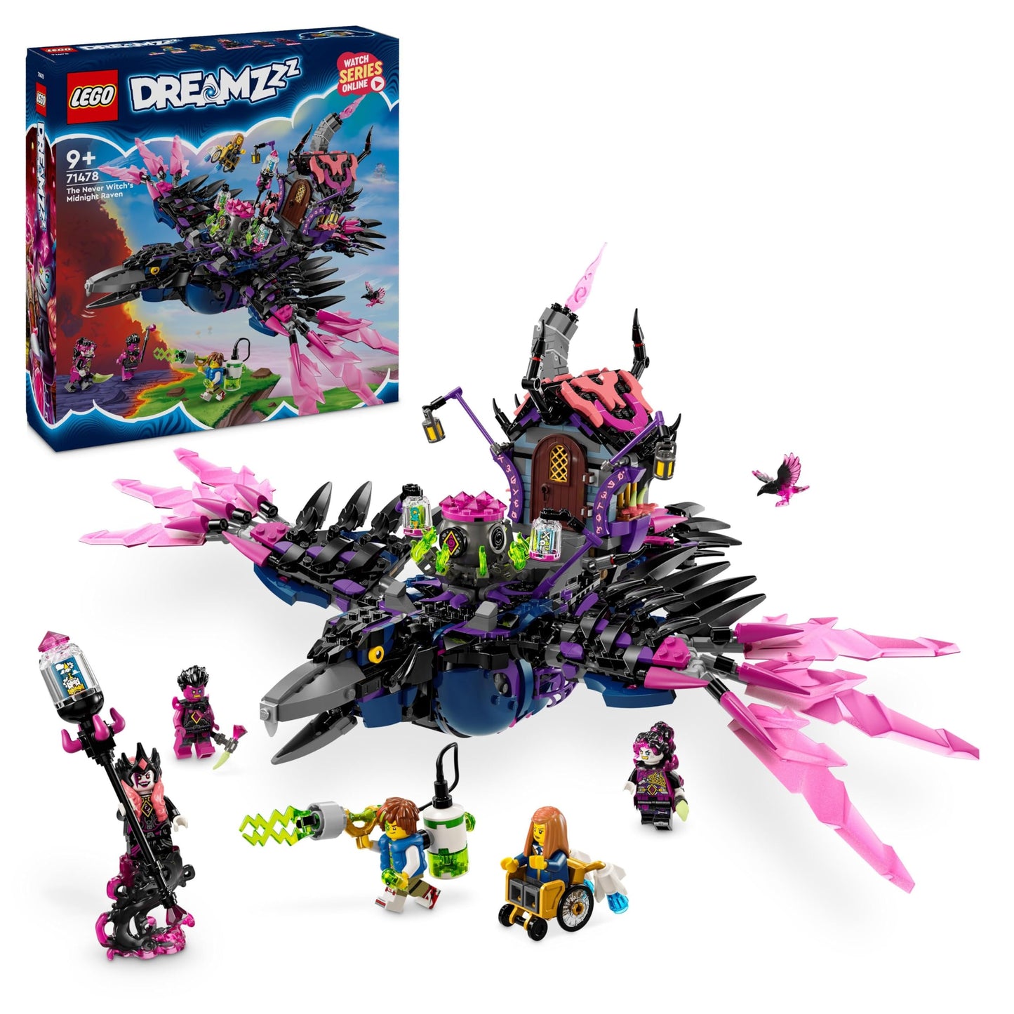 LEGO DREAMZzz 3in1 The Never Witch's Midnight Raven Animal Toy for 9 Plus Year Old Boys & Girls, Rebuild a Fantasy Hut as a House, Spider or Bird Figure, Birthday Gift Idea 71478