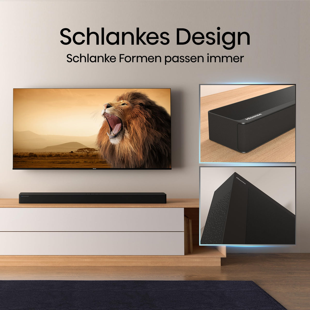 HS2100, 2.1 Channel Soundbar, 240W max Audio Power, Dolby Audio, DTS Virtual:X, Ultra-Slim Wireless Subwoofer, TV Mode, EzPlay - Hisense