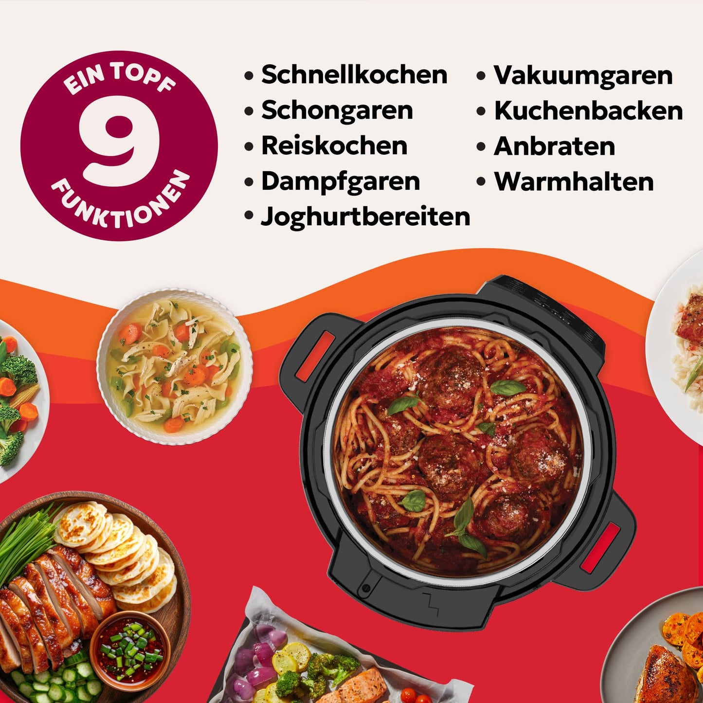 Instant Pot Duo Plus with WhisperQuiet technology, multi-cooker 5.7 L - pressure cooker, slow cooker, rice cooker, sauté pan, yogurt maker, keep warm function, steamer, vacuum cooker, cake baking - DPPC604