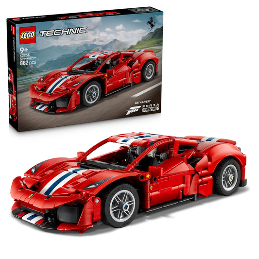LEGO Technic Ferrari 488 Pista Car - building toy for children aged 9 and up - Ferrari merch - racing car with steering, differential and V8 engine with moving pistons - 42235