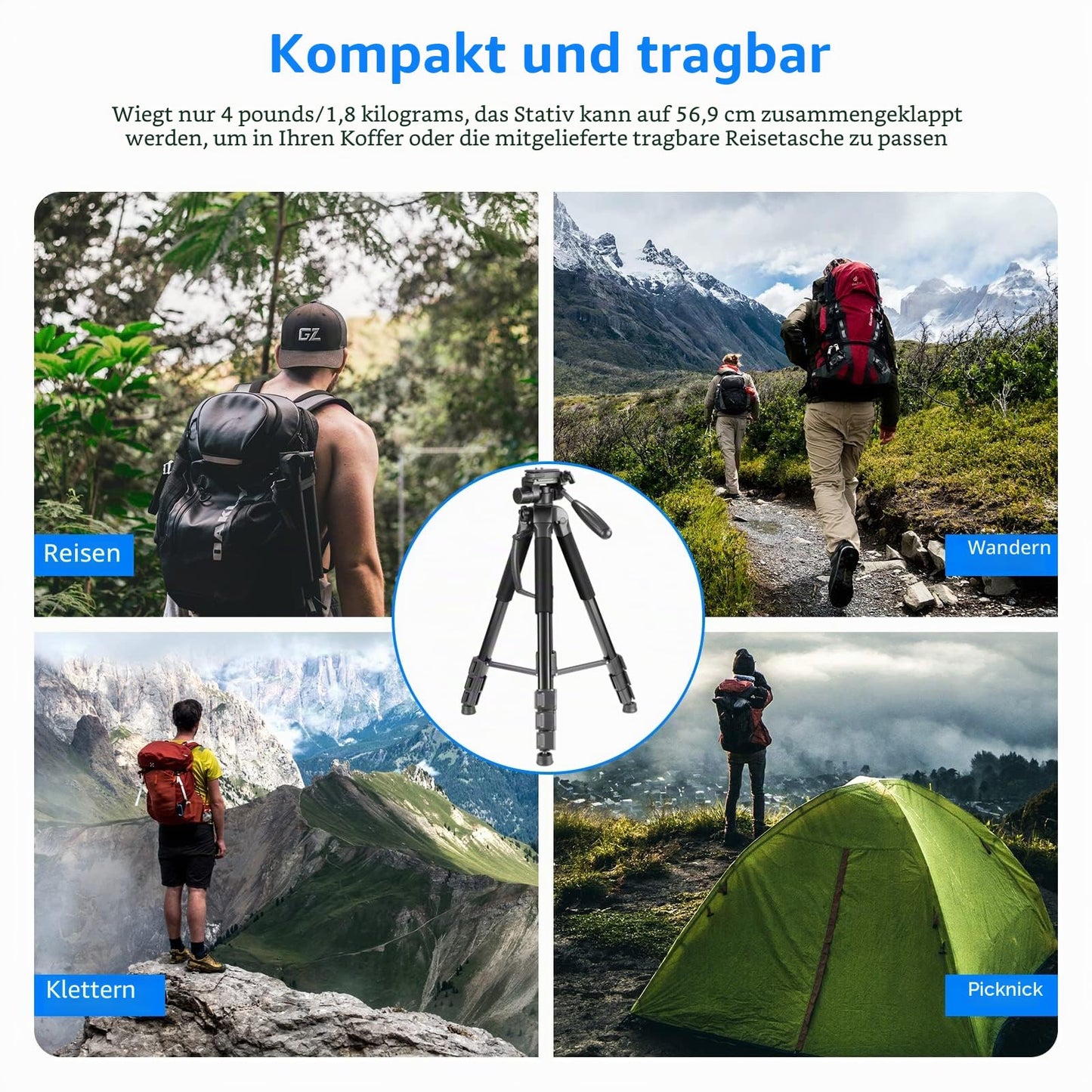 Neewer Portable 177cm Aluminum Alloy Camera Tripod Monopod with 3-Way Swivel Pan Head for DSLR Camera Black - 10089015