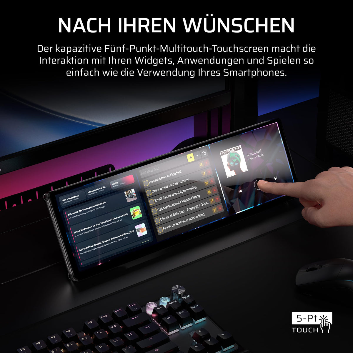 CORSAIR XENEON EDGE 14,5-Zoll-2K-LCD-Touchscreen HDMI și USB-C – Gri fumuriu - CC-9011357-WW