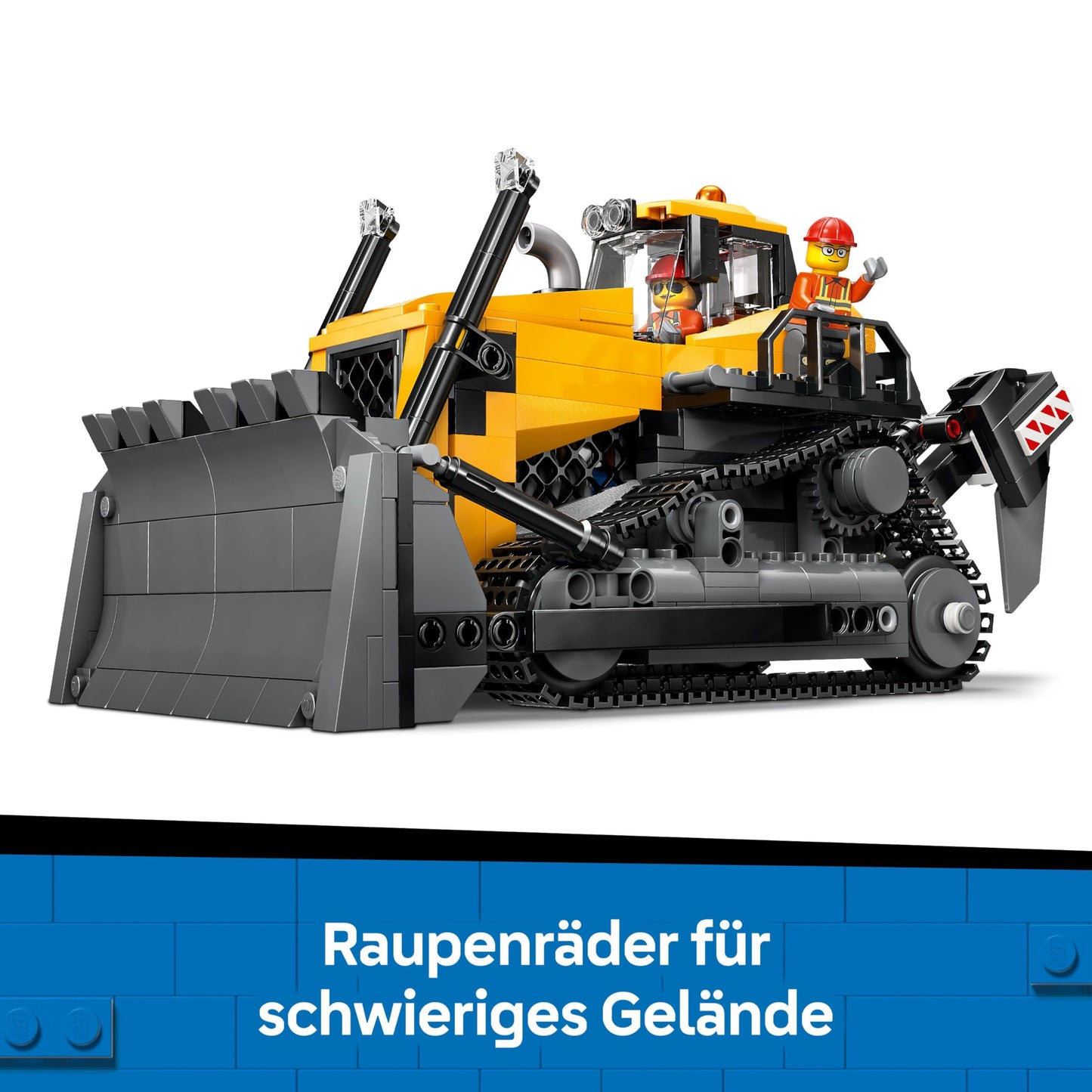 LEGO City Yellow Bulldozer Set - toy construction site, construction and play set - realistic construction machine with driver and 2 construction workers - gift idea for children aged 8 and over - 60466
