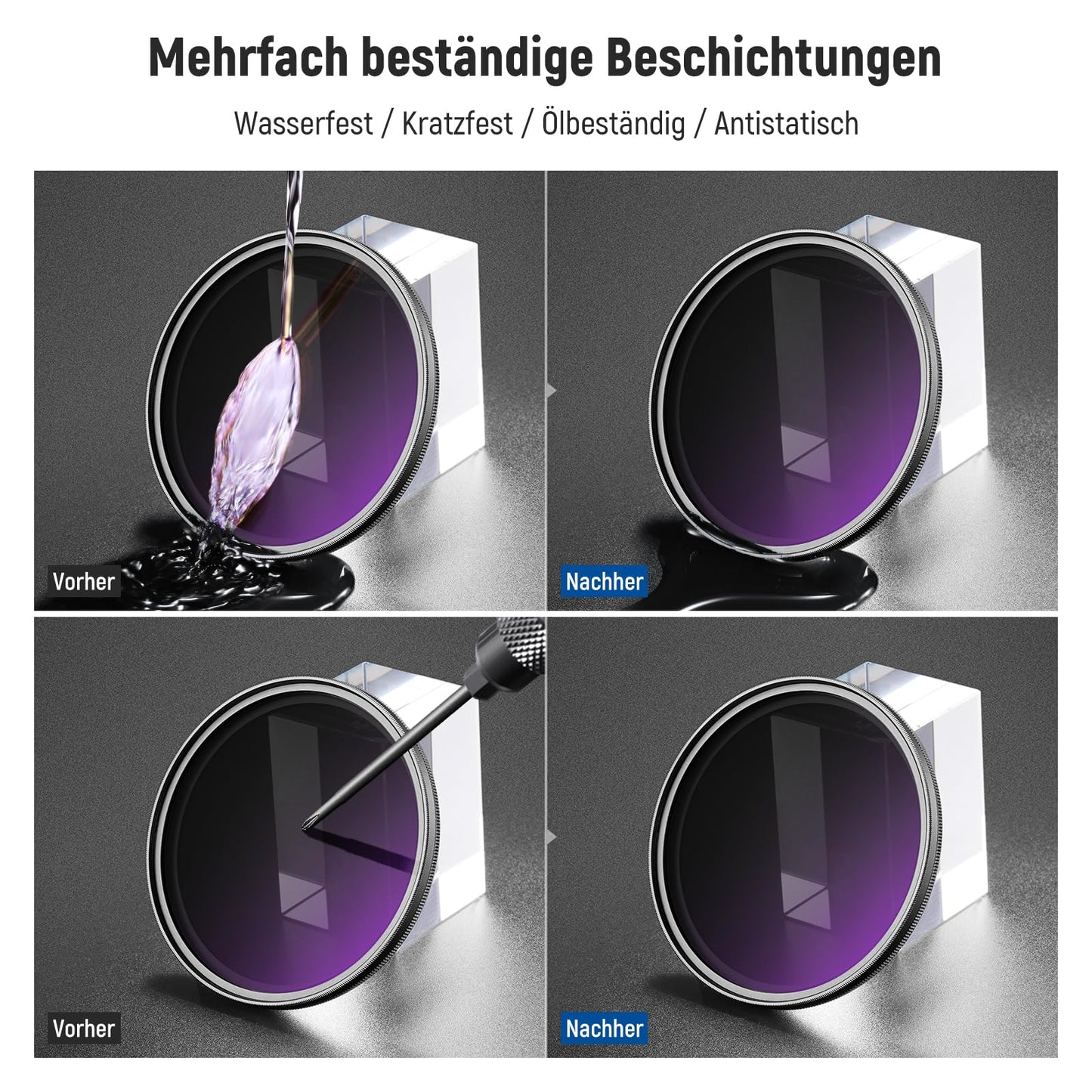 NEEWER 72mm ND2-32 (1-5 Stops) Variable ND Filter Gray Filter with Lens Cap Cleaning Cloth, Precise Adjustment of Neutral Density, Multi-Coated Optical Glass, Camera Photography Accessories - NW
