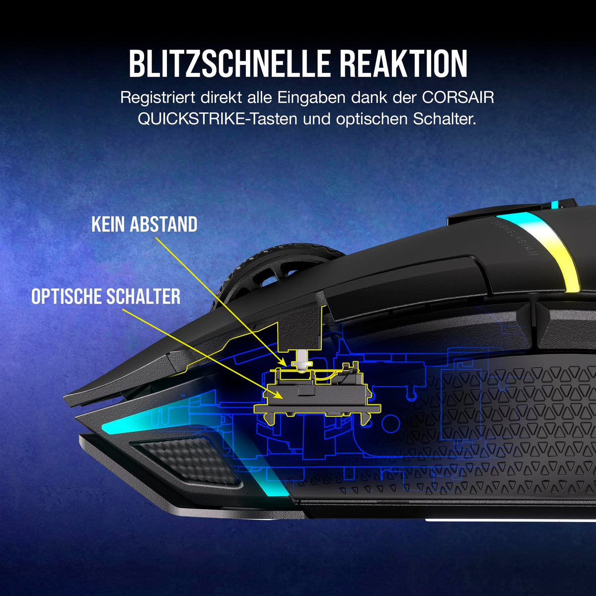 Corsair NIGHTSABRE RGB Wireless Gaming Mouse for FPS, MOBA - 26,000 DPI - 11 Programmable Buttons - Up to 100 Hours Battery Life - iCUE Compatible - Black - CH-931B011-EU