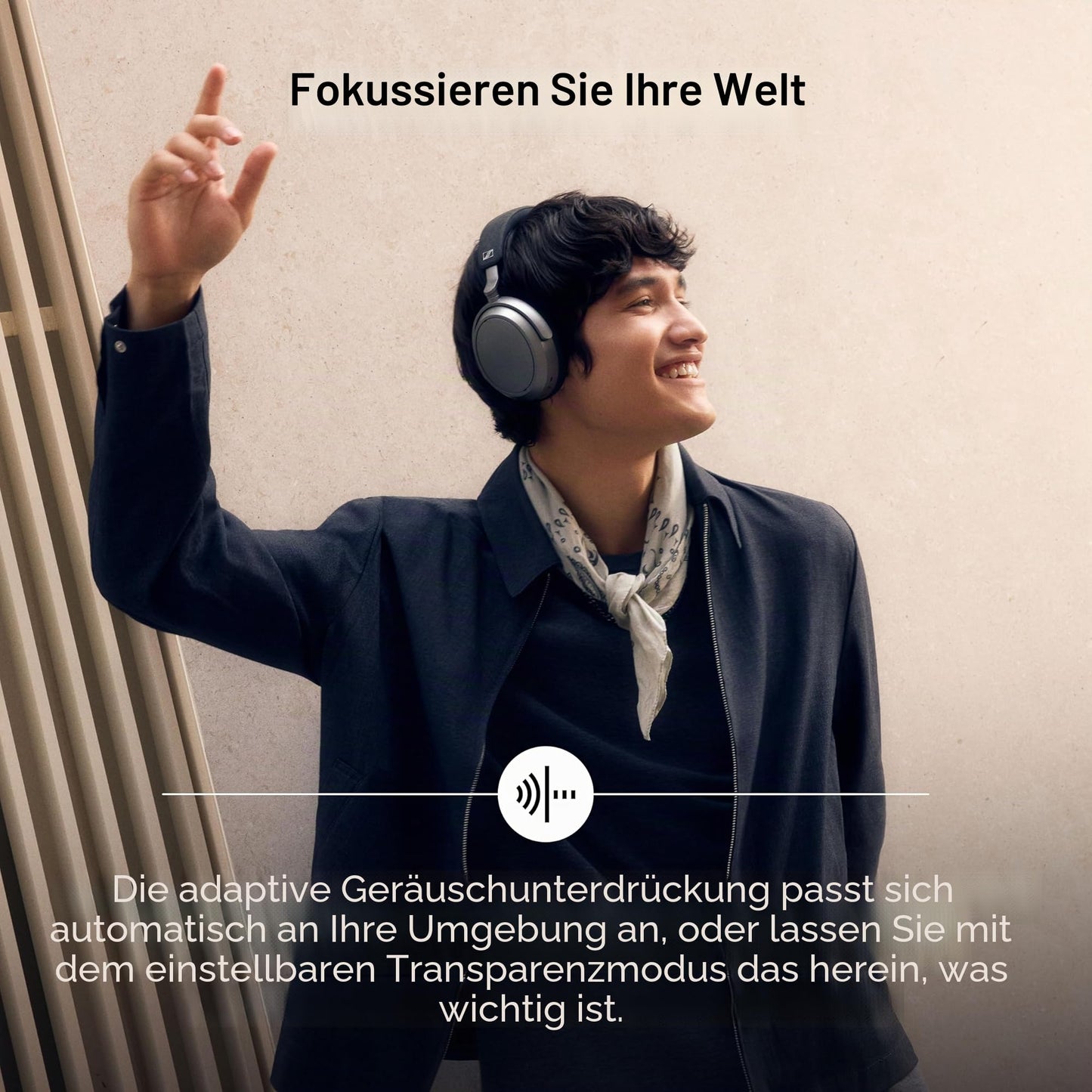 Sennheiser MOMENTUM 4 Wireless Noise Canceling Headphones - Bluetooth headphone headset for crystal clear calls with adaptive noise cancellation, over-ear, 60 h battery, foldable, graphite - 700383