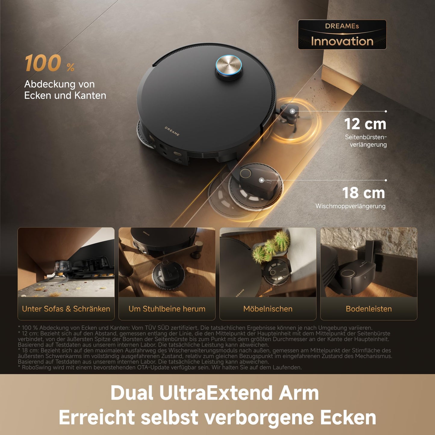 dreame X60 Pro Ultra Complete vacuum robot with wiping function, 42,000 Pa, Dual UltraExtend Arm, two AI cameras, obstacle crossing. (10 cm), auto-drain, mop self-cleaning (100 °C) - RLX96DE