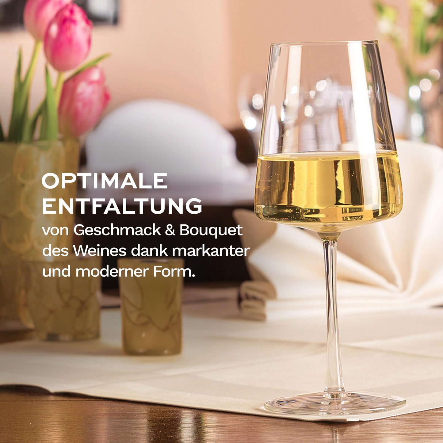 Stölzle Lausitz Power white wine glasses set of 6 400 ml - Modern wine glasses for maximum aroma development of white wine - Elegant white wine goblet made of crystal glass - Dishwasher and shockproof, Made in Germany - 1590002
