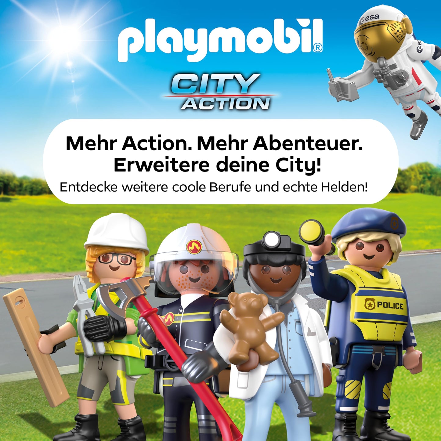PLAYMOBIL Space ESA Mars research rocket | Modular rocket with launch pad and 2 astronauts | High quality space toy set | For children aged 4 and over | 72011