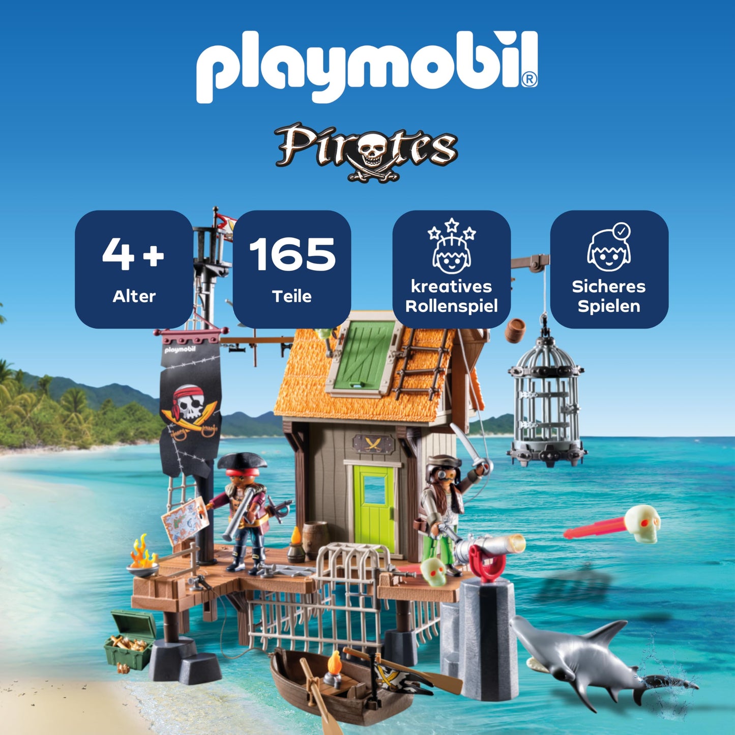 PLAYMOBIL | Pirates | Pirate harbor with pirate prison | Pirate figures | Toy Pirates | Toys for children aged 4 and over | 71792