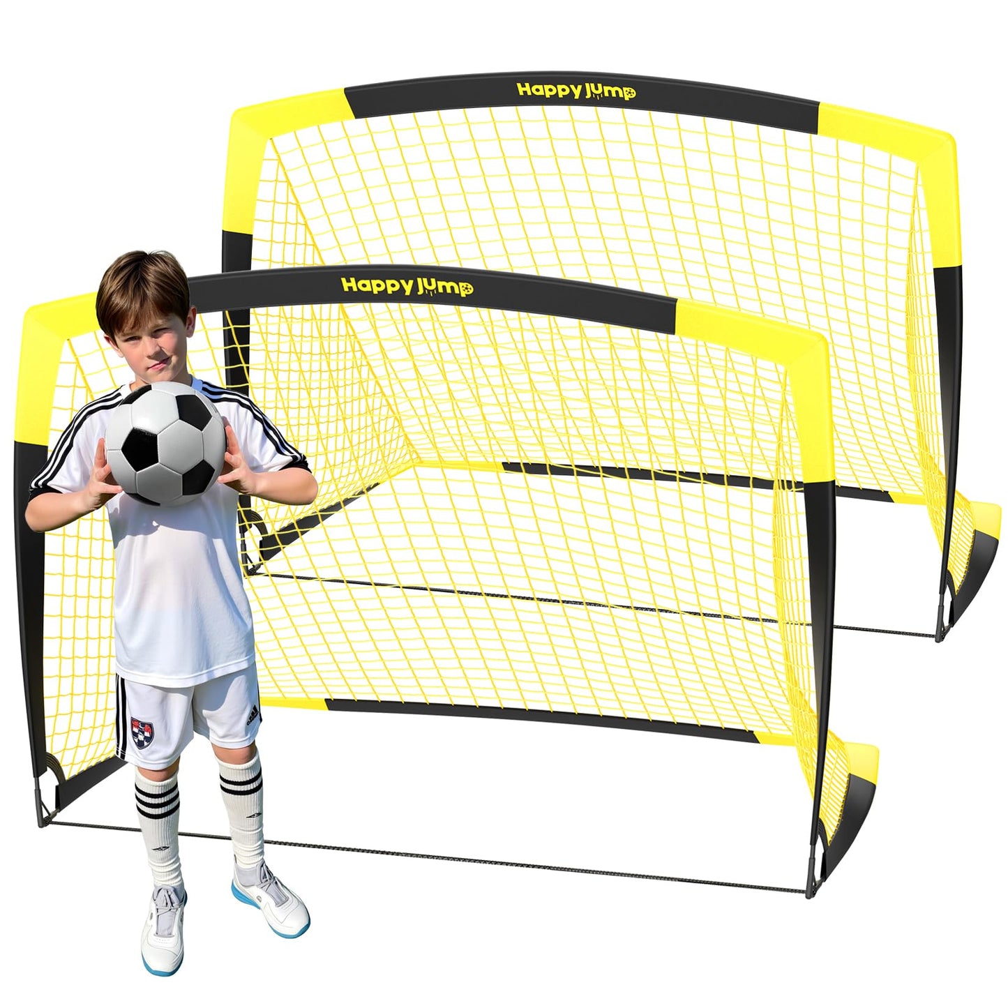 Happy Jump Pop-Up Football Goals – 152x110 cm, 2 Goals | Robust, foldable fiberglass goals for children and adults For outdoor & leisure - A233259BQ1