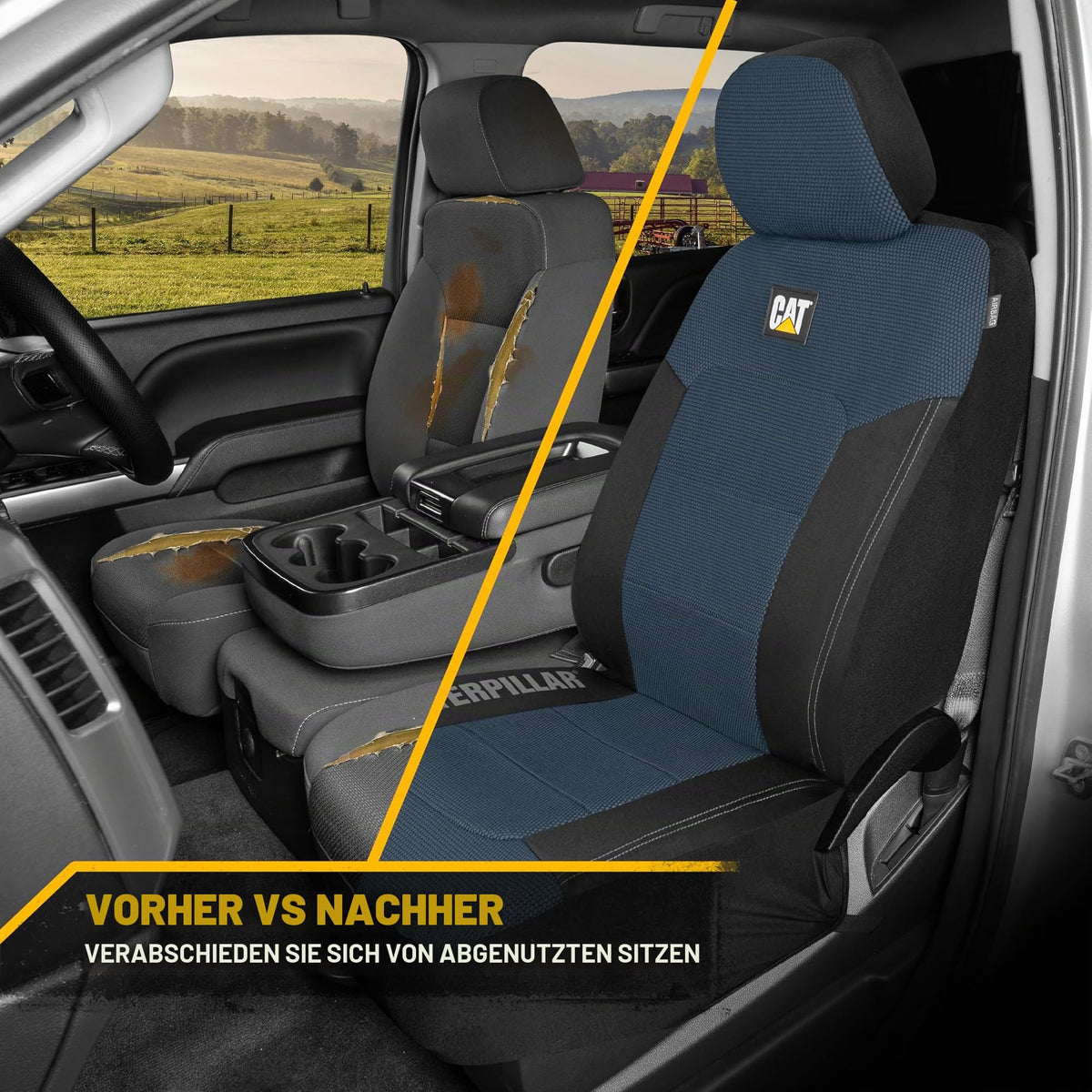 CAT Seat Covers for Cars, Trucks, and SUVs, 2 Pieces, MeshFlex Car Seat Cover, Front Seat Protector, Airbag-Compatible Seat Covers for SUV Interiors & Seat Cover Accessories, Blue & Black - CASC-2284-BL