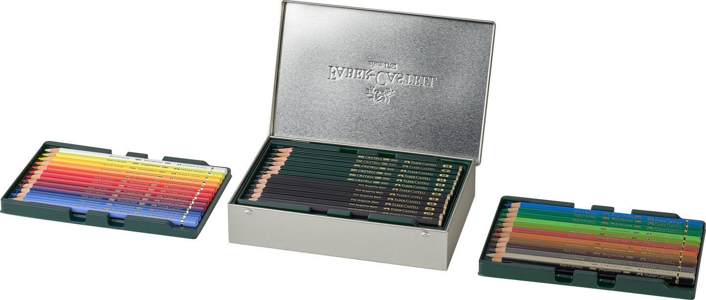 FABER-CASTELL - Art & Graphic Set, 36 pieces with pencils and colored pencils - 210008