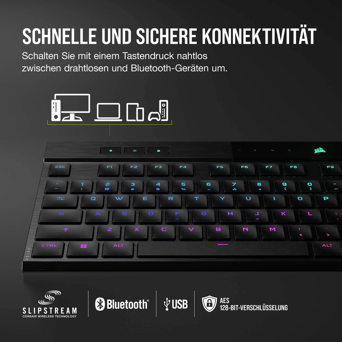 CORSAIR K100 AIR WIRELESS RGB Tastatur mecanică de gaming - Negru - CH-913A01U-DE