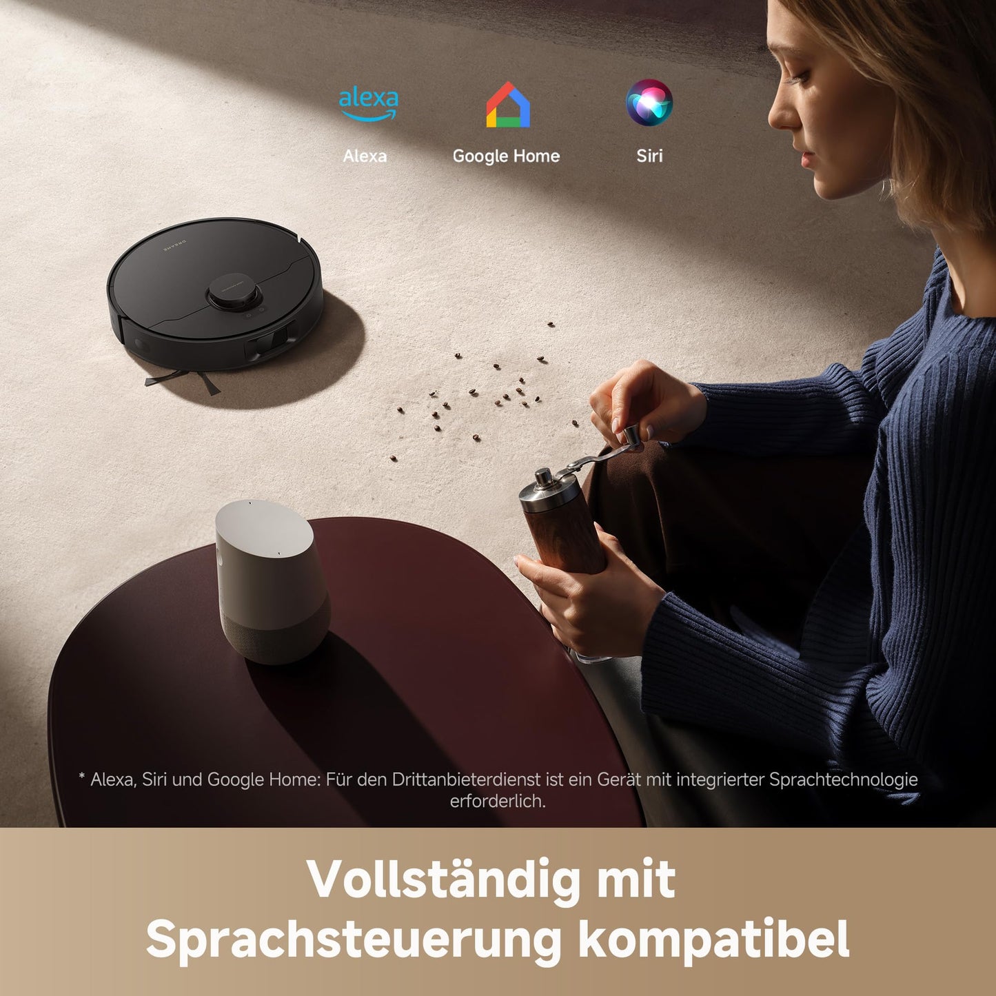 dreame D20 robot vacuum cleaner, 13,000 Pa suction power, DuoBrush for pet hair, LDS navigation, 2-in-1: vacuuming and mopping, hard floors and carpets, 5,200 mAh battery, app and voice control - RLD35GA