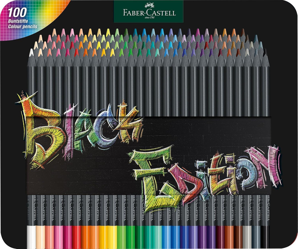 FABER-CASTELL - Colored pencil set Black Edition 100 pieces in a metal case - FC116490