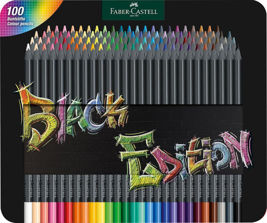 FABER-CASTELL - Colored pencil set Black Edition 100 pieces in a metal case - FC116490