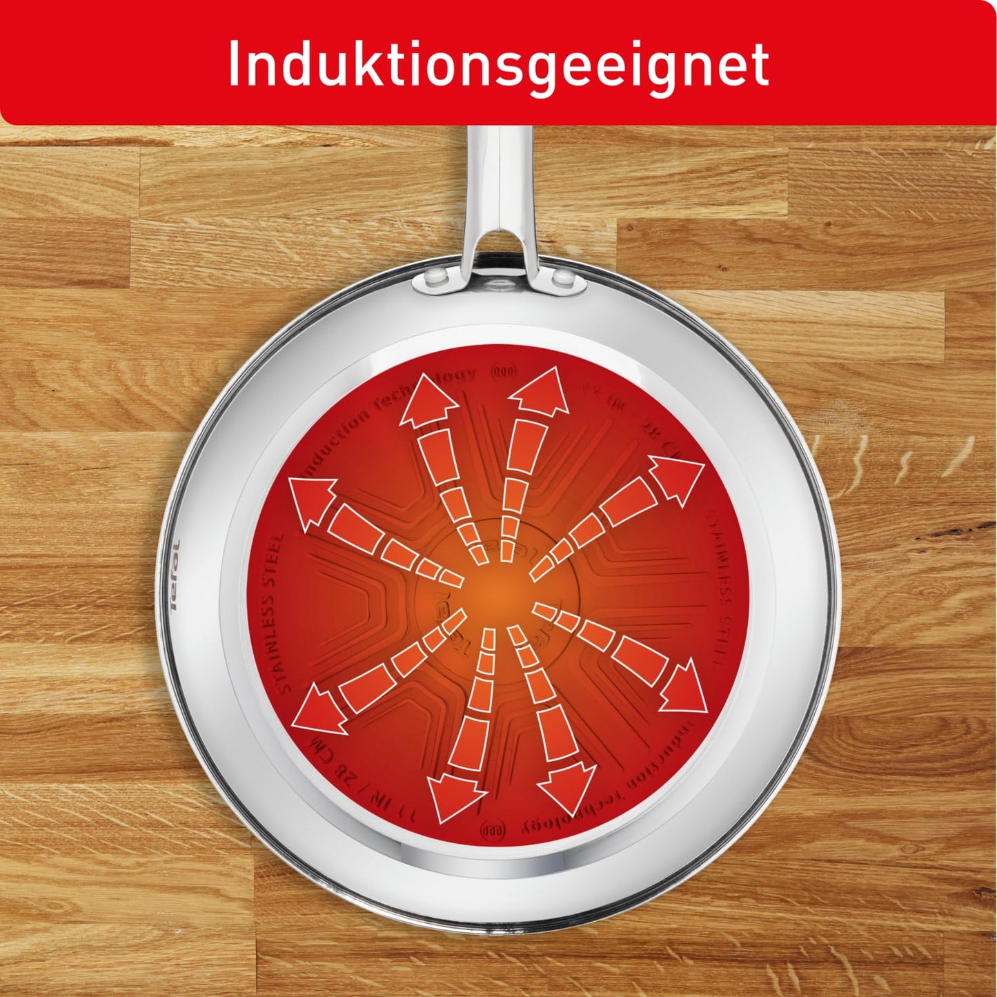 Tefal Duetto 3-piece pan set 20.24 and 28 cm, frying pans with thermo signal at ideal frying temperature, pans suitable for induction cookers, including induction cookers, A704S3 - A704S363