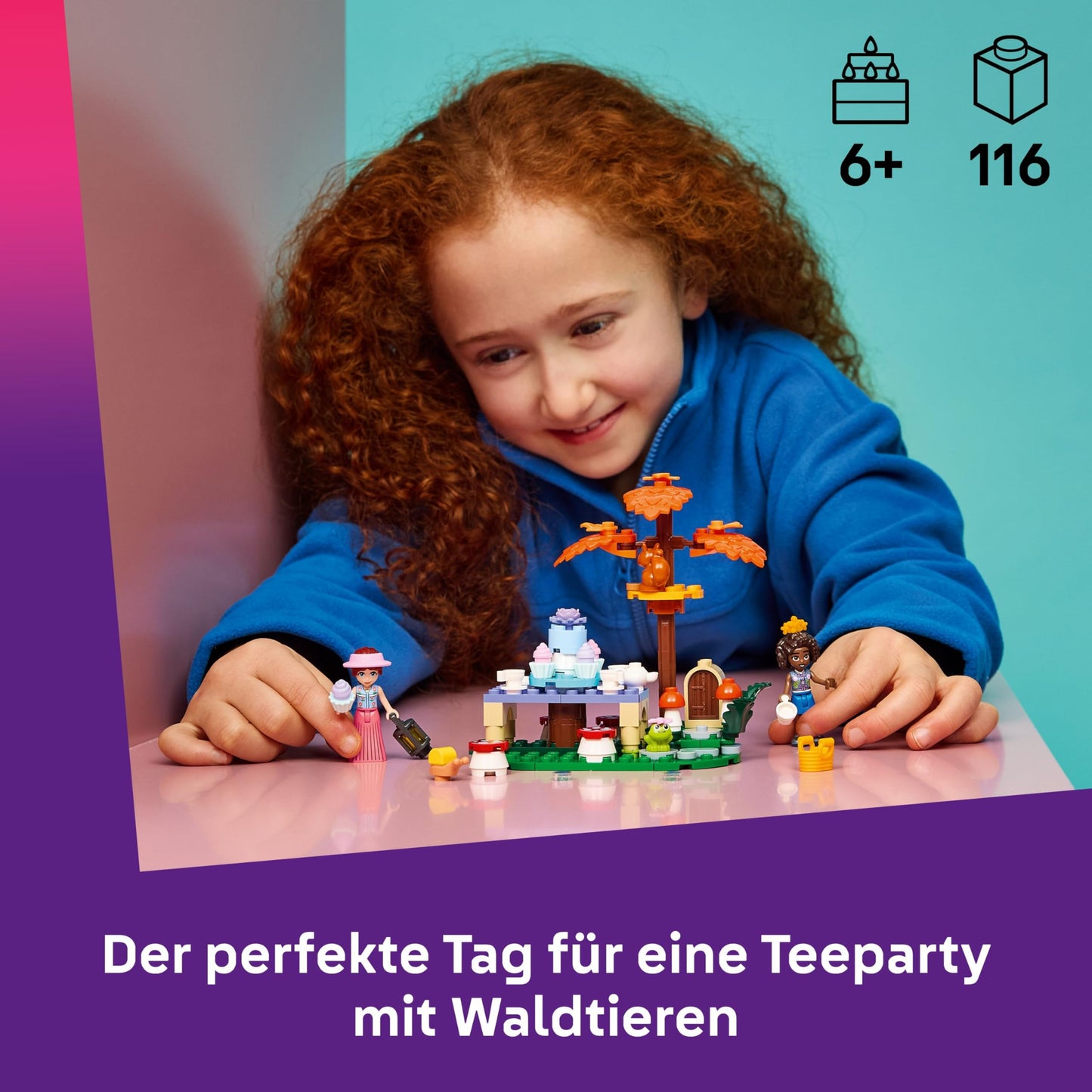 LEGO Friends Tea Party in the Forest - Playset with 2 minifigures, 2 animal figures & toy food accessories - children's room decoration - gift idea for girls aged 6 and over - 42690
