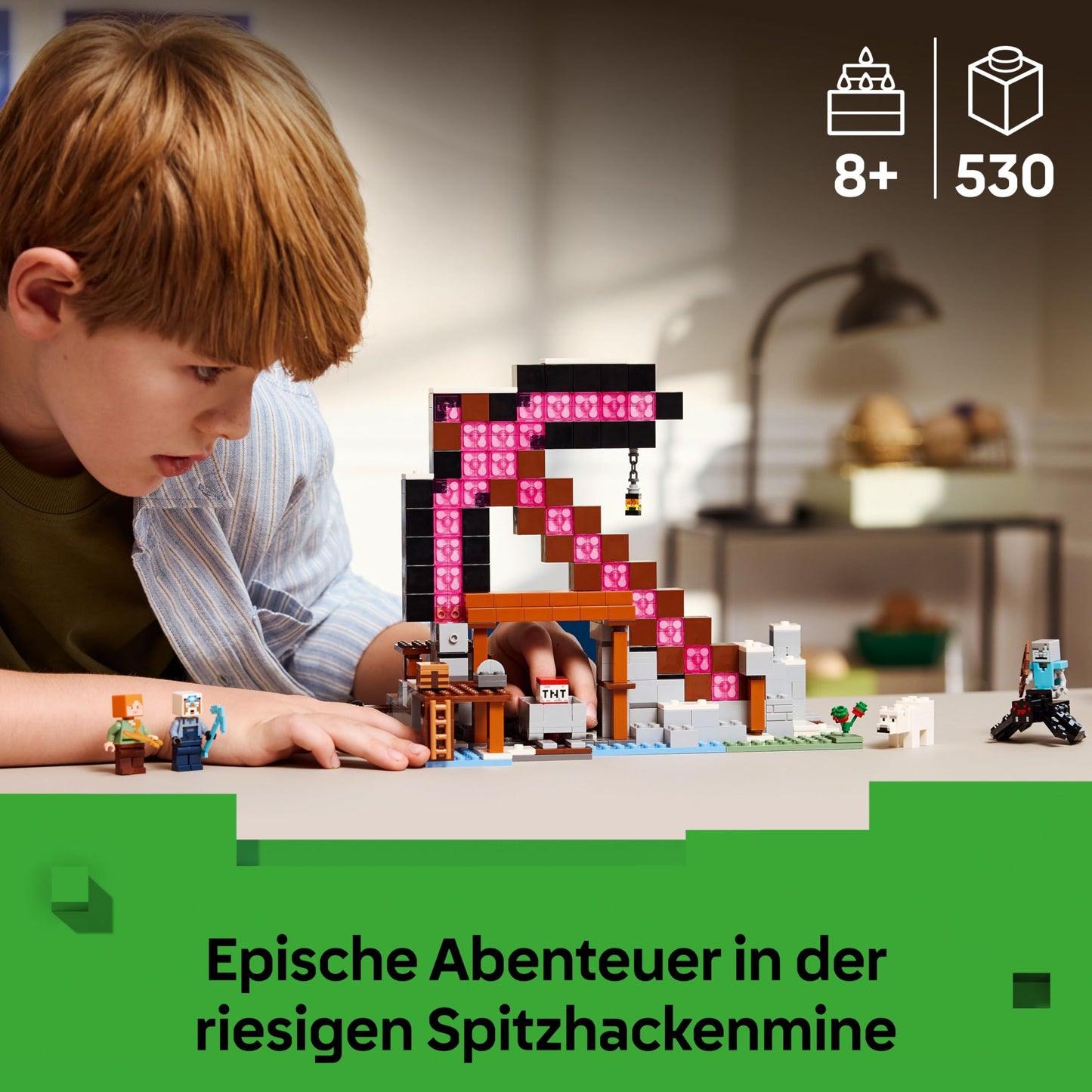 LEGO Minecraft The Pickaxe Mine - Interactive Toy for Children - Alex, Miner and Stray Spider Rider Figures - Collectable Gamer Gift for Boys & Girls Ages 8 and Up - 21277