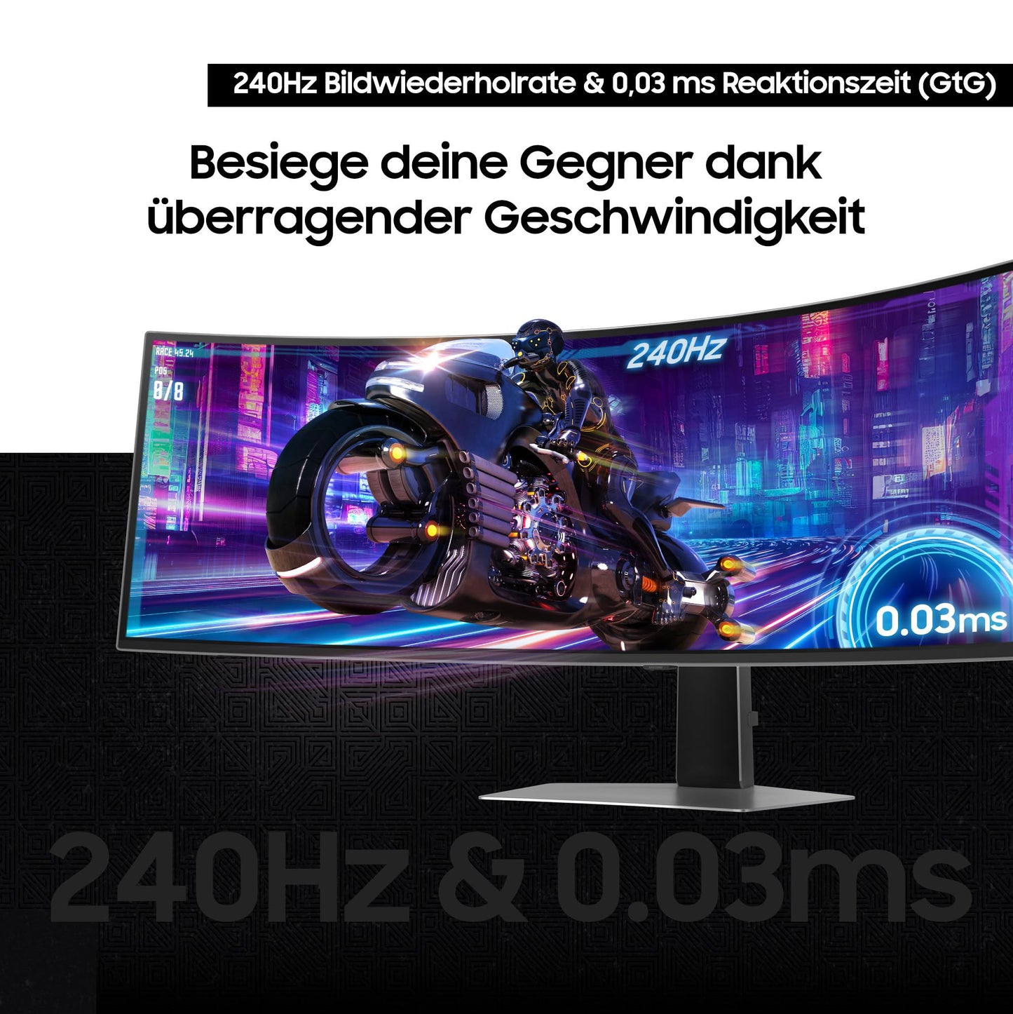 Samsung 49 inch Odyssey OLED G9 G93SD, DQHD (5,120 x 1,440), gaming monitor, PC screen, 240 Hz, OLED glare free, 0.03 ms response time, gaming hub, LS49DG934SUXEN