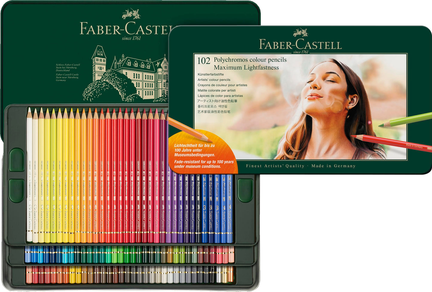 FABER-CASTELL - Polychromos artist colored pencils, 102 colors metal case - FC210061