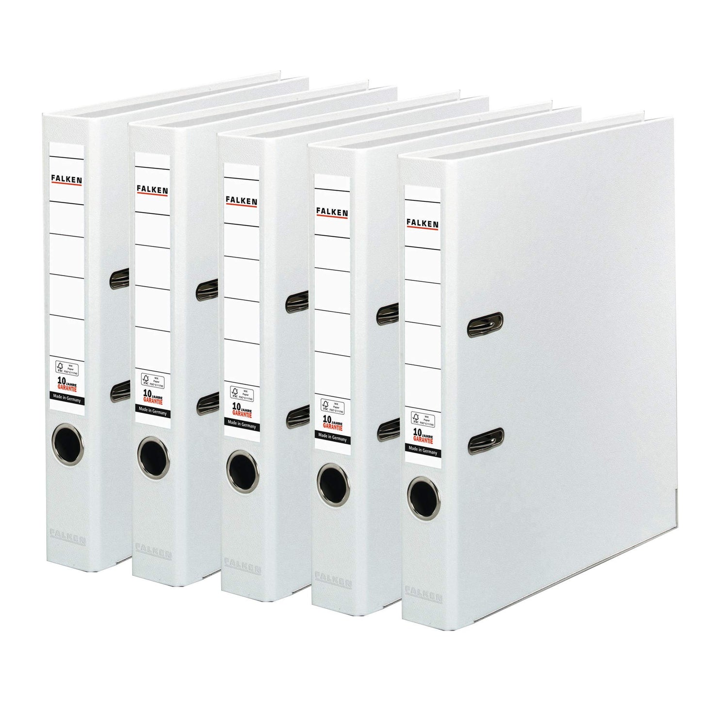 FALKEN 5x PP-Color plastic folder 5 cm narrow DIN A4 white - 15047942