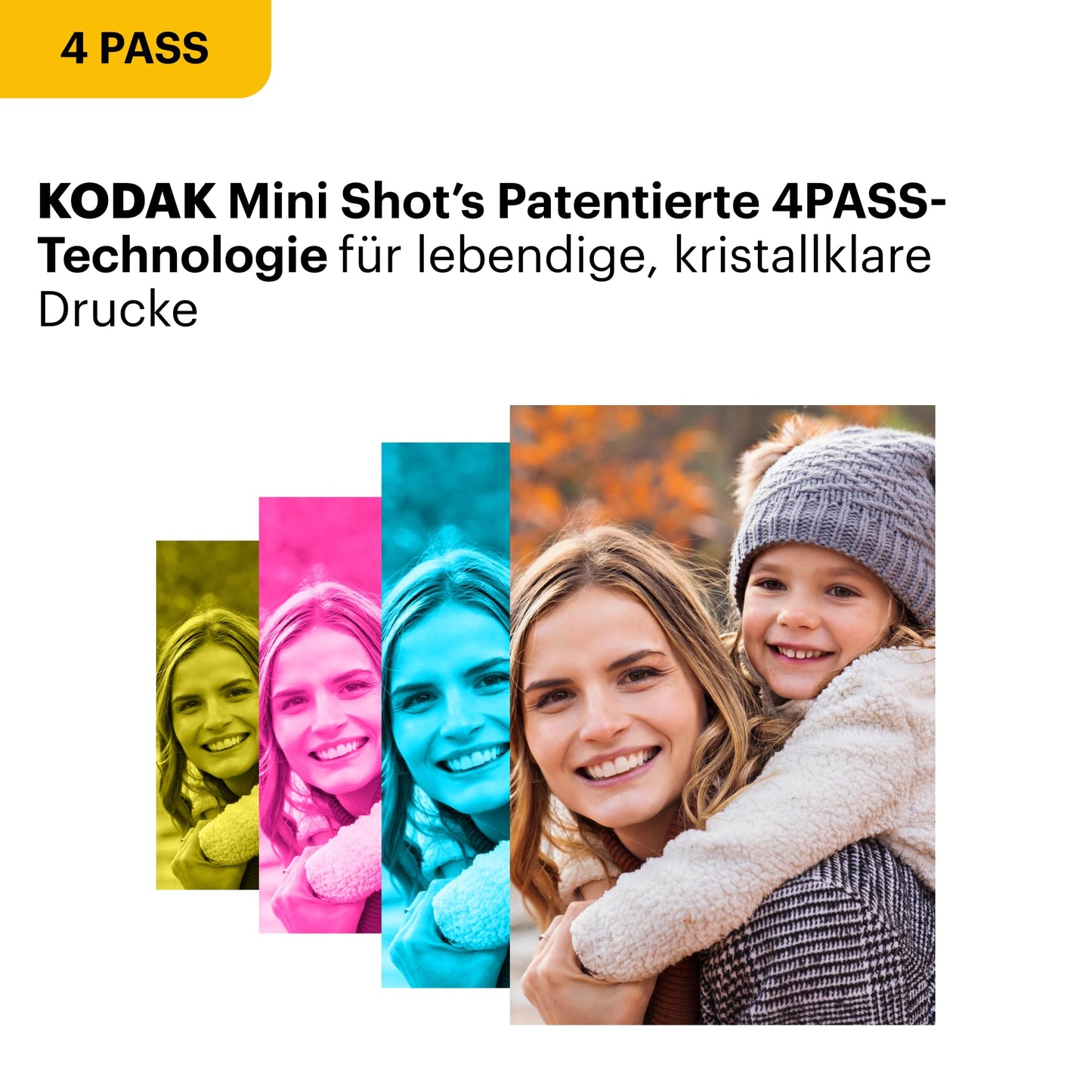 Kodak Mini Shot 2 ERA 4PASS 2-in-1 instant camera and photo printer (5.3x8.6cm) (photo printer + 8 sheets, yellow) - MS200