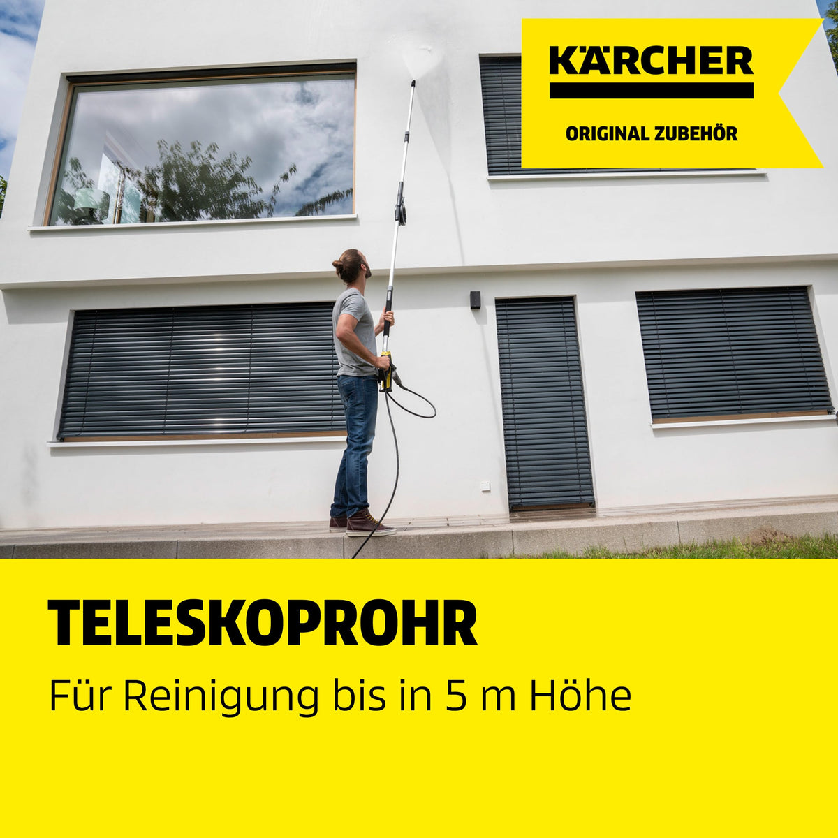 Kärcher TLA 4 Telescopic Spray Lance, easy cleaning of facades, carports, or conservatories with the high-pressure cleaner thanks to the telescopic spray lance, infinitely adjustable up to a maximum of 3.70 m. - 2.644-190.0