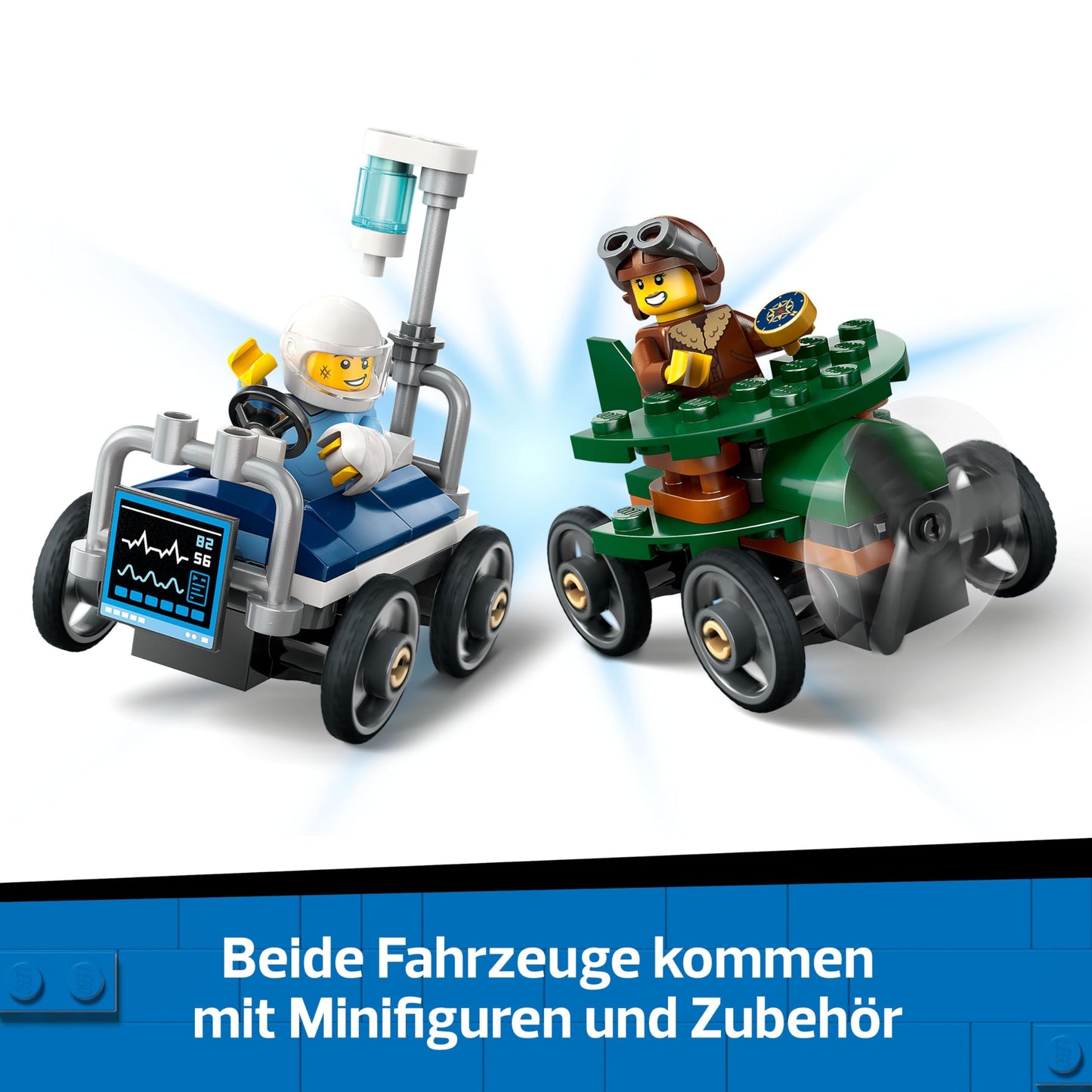 LEGO City Airplane vs. Hospital Bed Racing Car Set - Soap Box Toy for Boys and Girls Ages 5 and Up - Building Set with 2 Minifigures - Birthday & Holiday Gift 60459