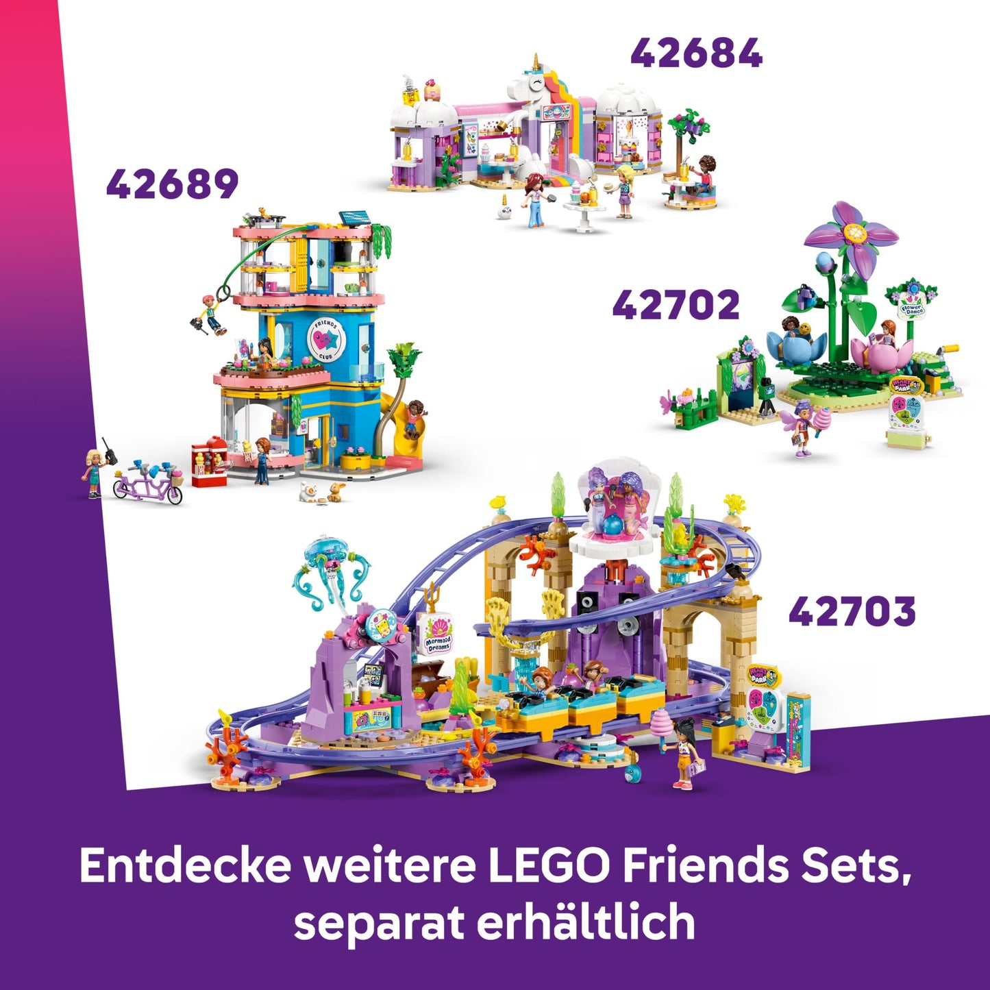 LEGO Friends Cupcake Ferris Wheel - Interactive playset with fairground games, 3 minifigures & accessories - Children's room decoration - Gift idea for girls aged 7 and up - 42700