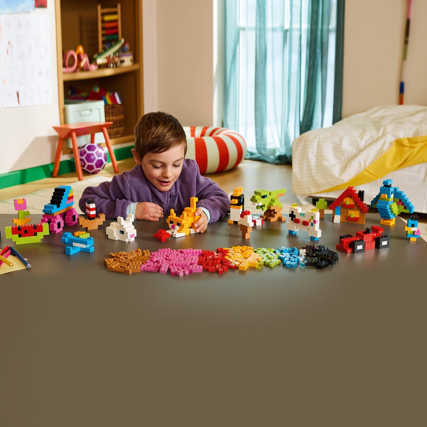 LEGO Classic Creative Colorful Bricks - Educational toy to promote fine motor skills - Animals, dinosaur figures & vehicles including plane & car - Gift for boys & girls aged 5 and up - 11045