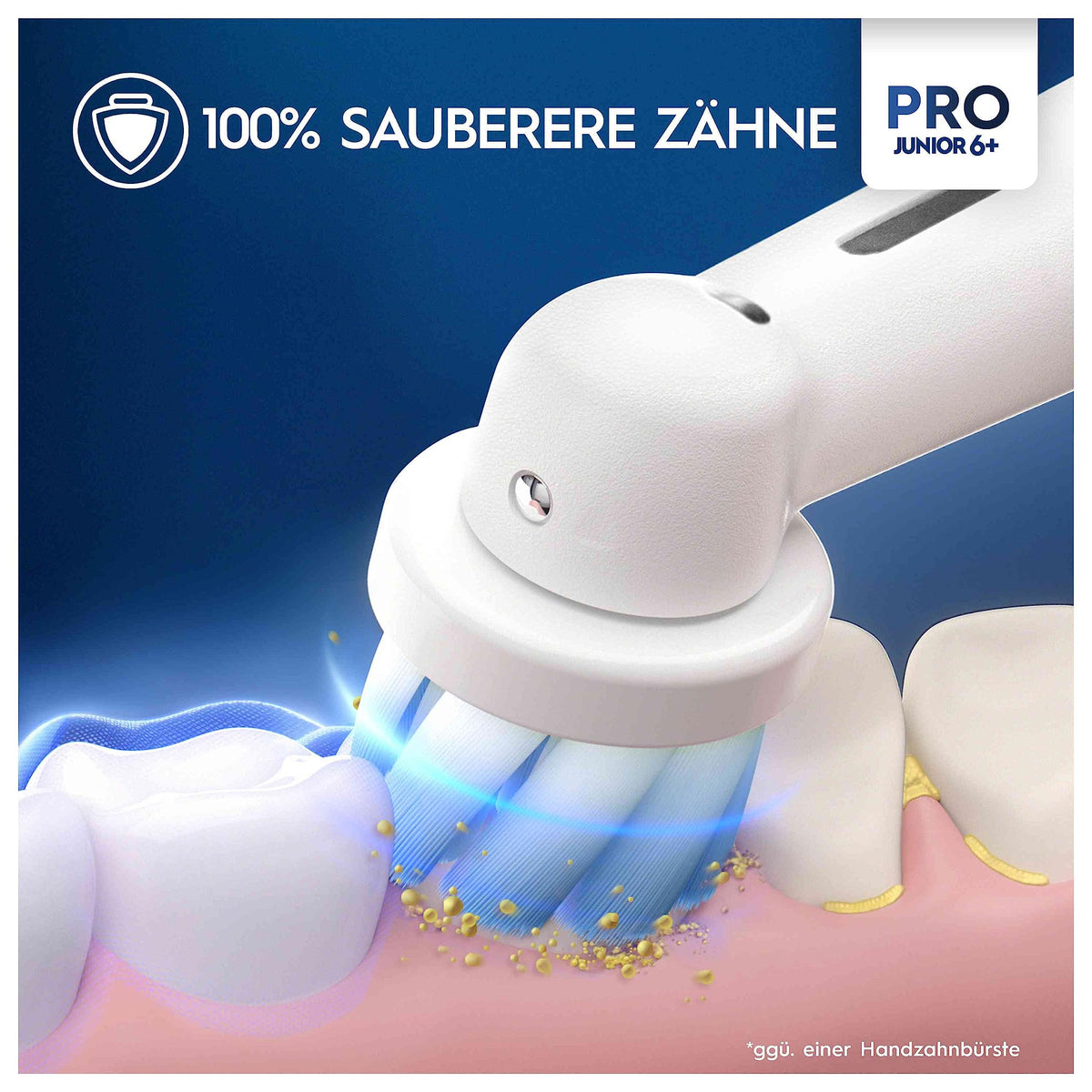 Periuță de dinți electrică Oral-B Pro Junior Frozen pentru copii de la 6 ani, 2 capete de periuță, control al presiunii 360°, 2 moduri de curățare inclusiv mod sensibil pentru îngrijirea dinților, perii moi, albă. - 8006540774724