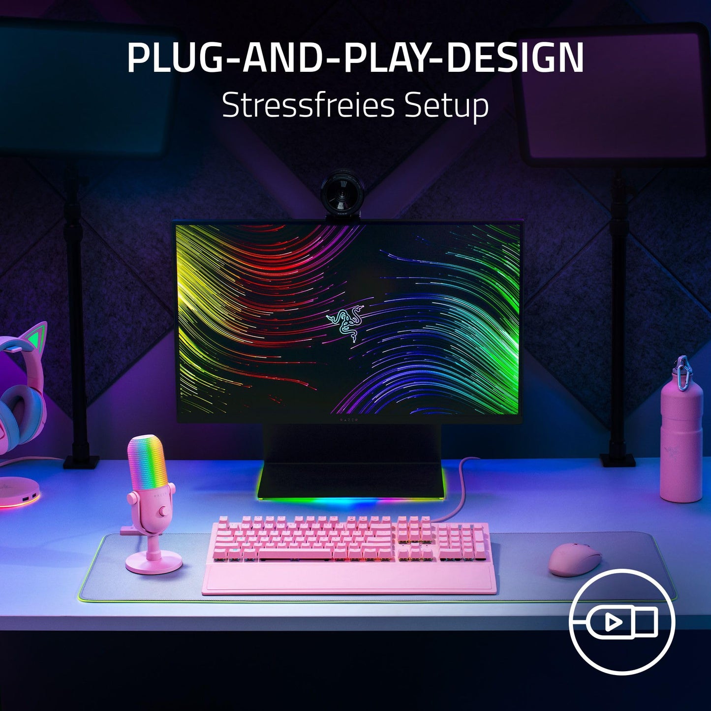 Razer Seiren V3 Chroma - RGB USB microphone - supercardioid condenser microphone with tap-to-mute (reactive lighting, digital gain limiter and integrated shock absorber) Quartz - RZ19-05060300-R3M1
