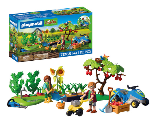 PLAYMOBIL | Country | Idyllic Vegetable Garden | Garden Set with Ride-On Lawn Mower, Harvestable Vegetables & Plenty of Accessories | For Children Aged 4 and Up | 72165