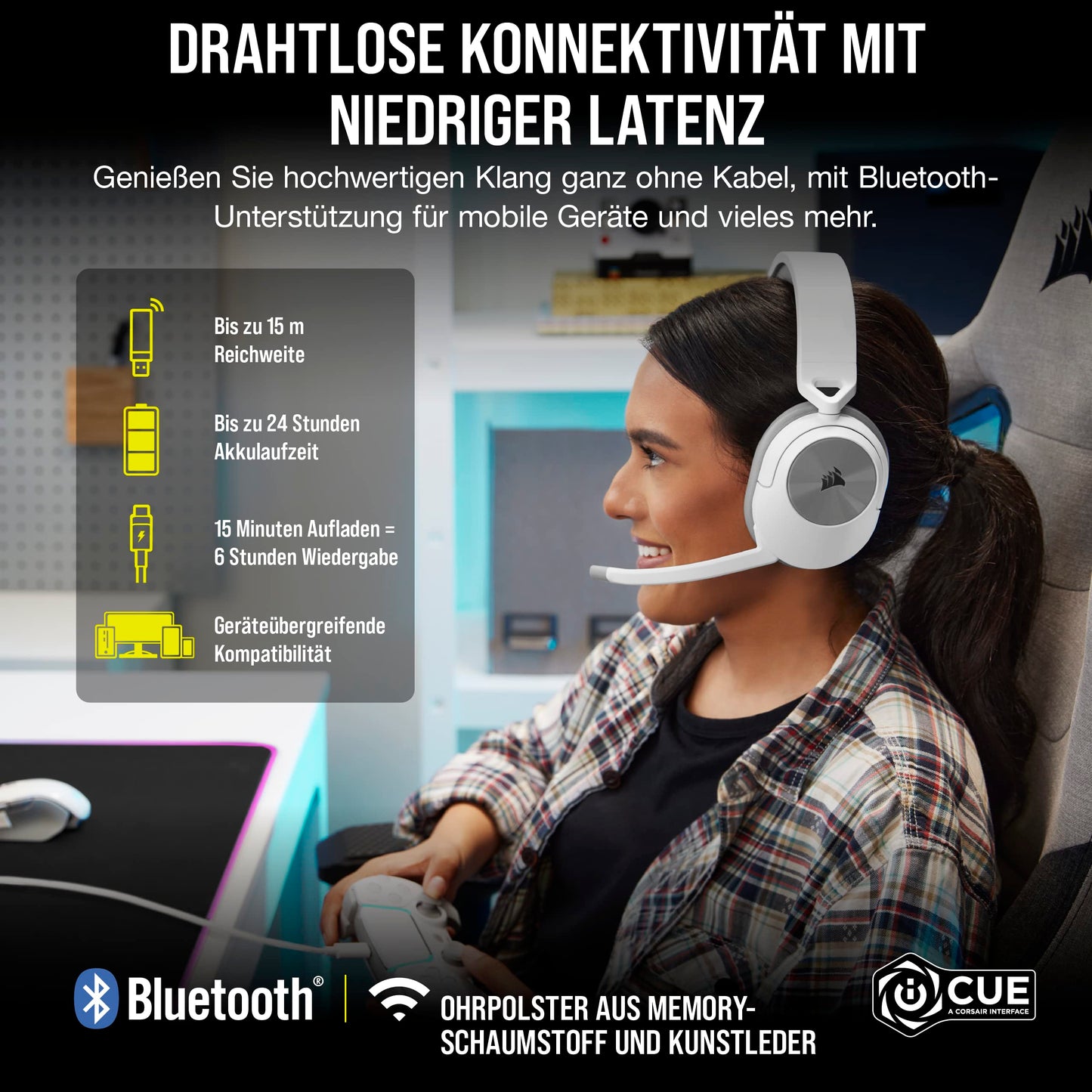 Corsair HS55 Wireless Gaming Headset - White - CA-9011281-EU