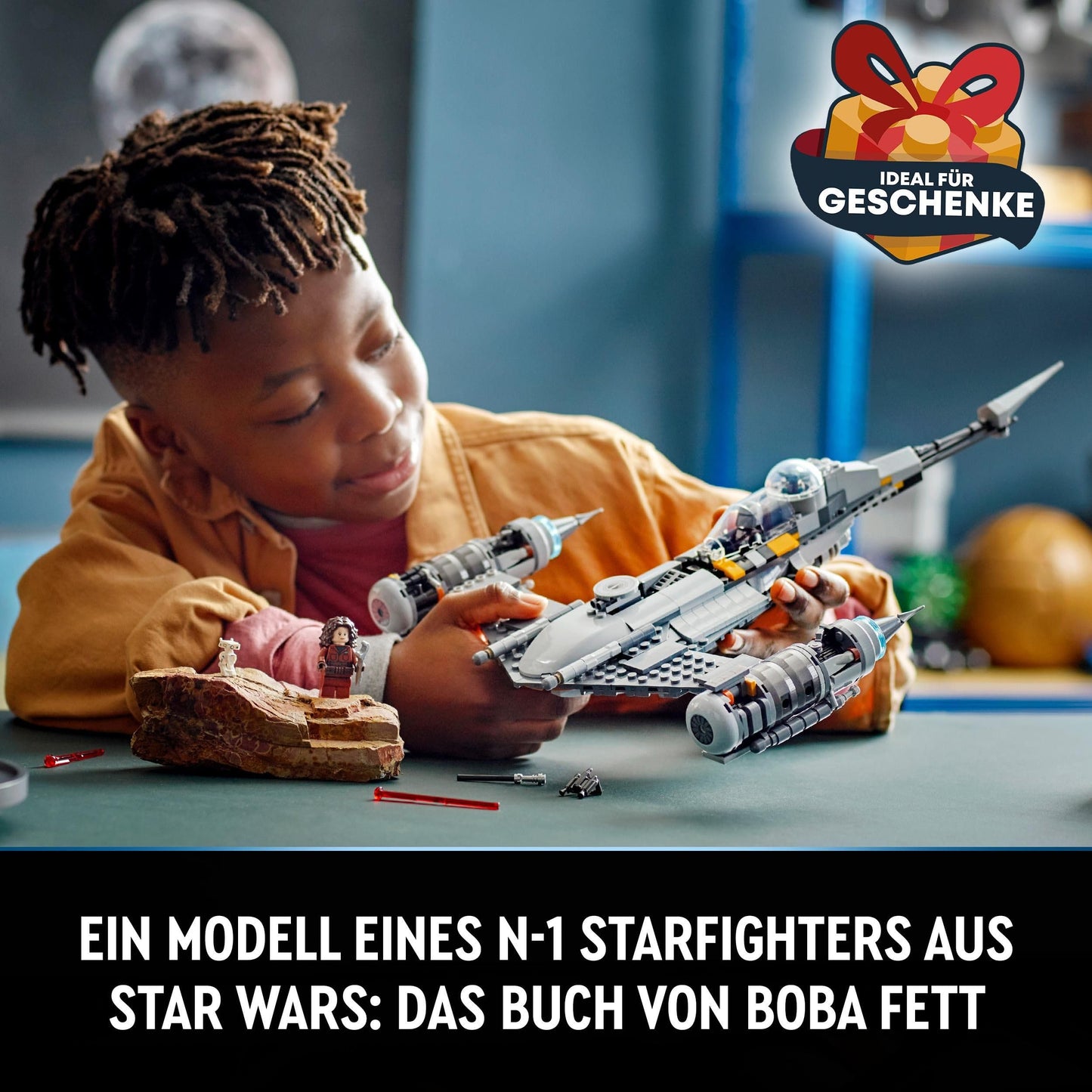 LEGO Star Wars The Mandalorian's N-1 Starfighter from The Book of Boba Fett, spaceship toy to build, set with 4 characters including Baby Yoda figure 75325