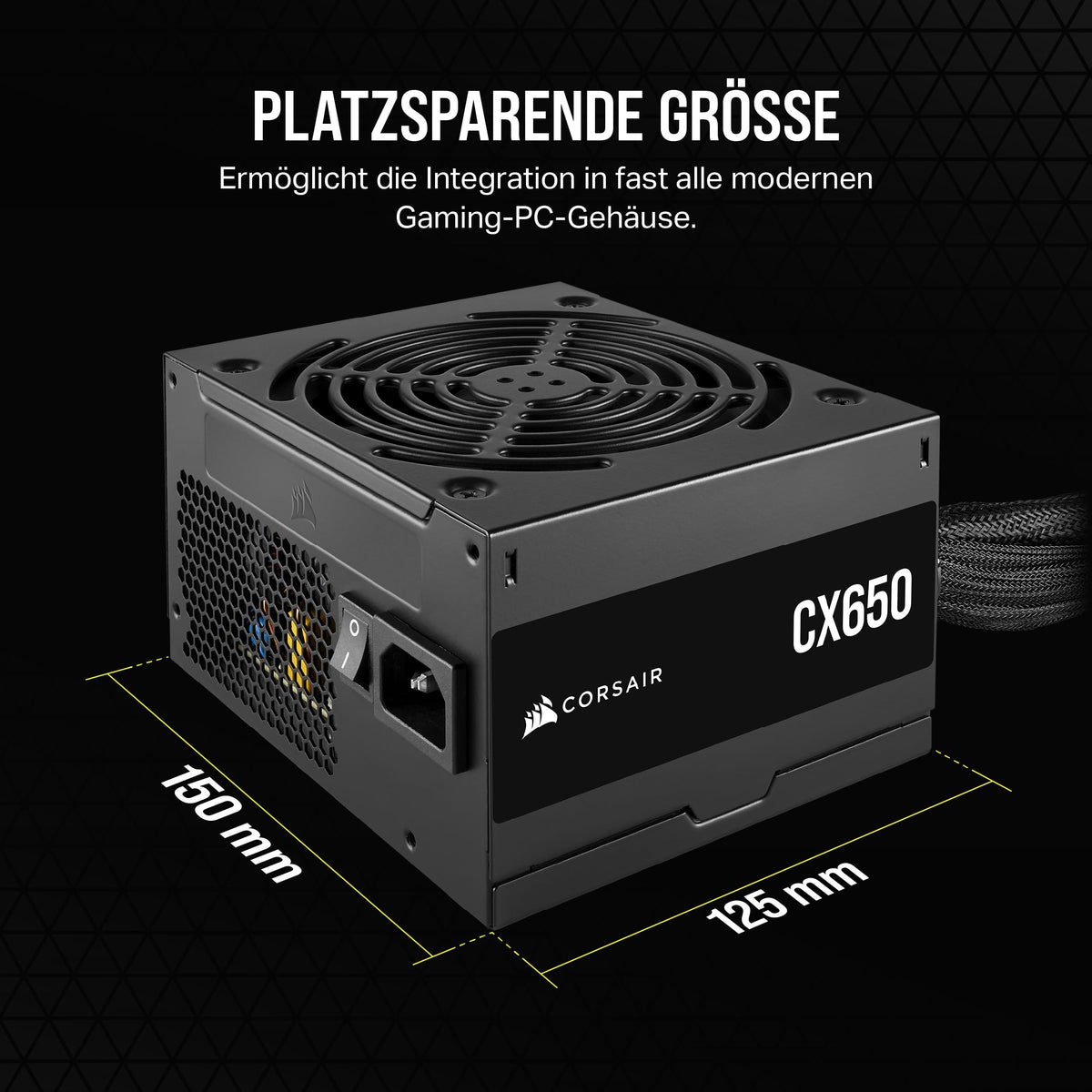 CORSAIR CX650 ATX 650W EU Power Supply - Black - CP-9020278-EU