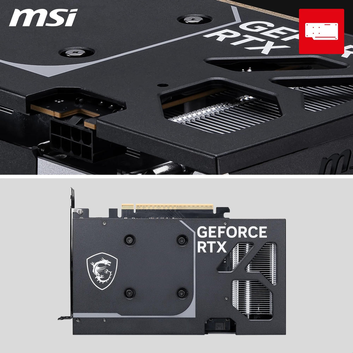 MSI GeForce RTX 5060 8G Ventus 2X OC - 8GB GDDR7 (28Gbps/128-bit), PCIe 5, Boost: 2527 Hz, HDMI 2.1b, DisplayPort 2.1b - V537-002R