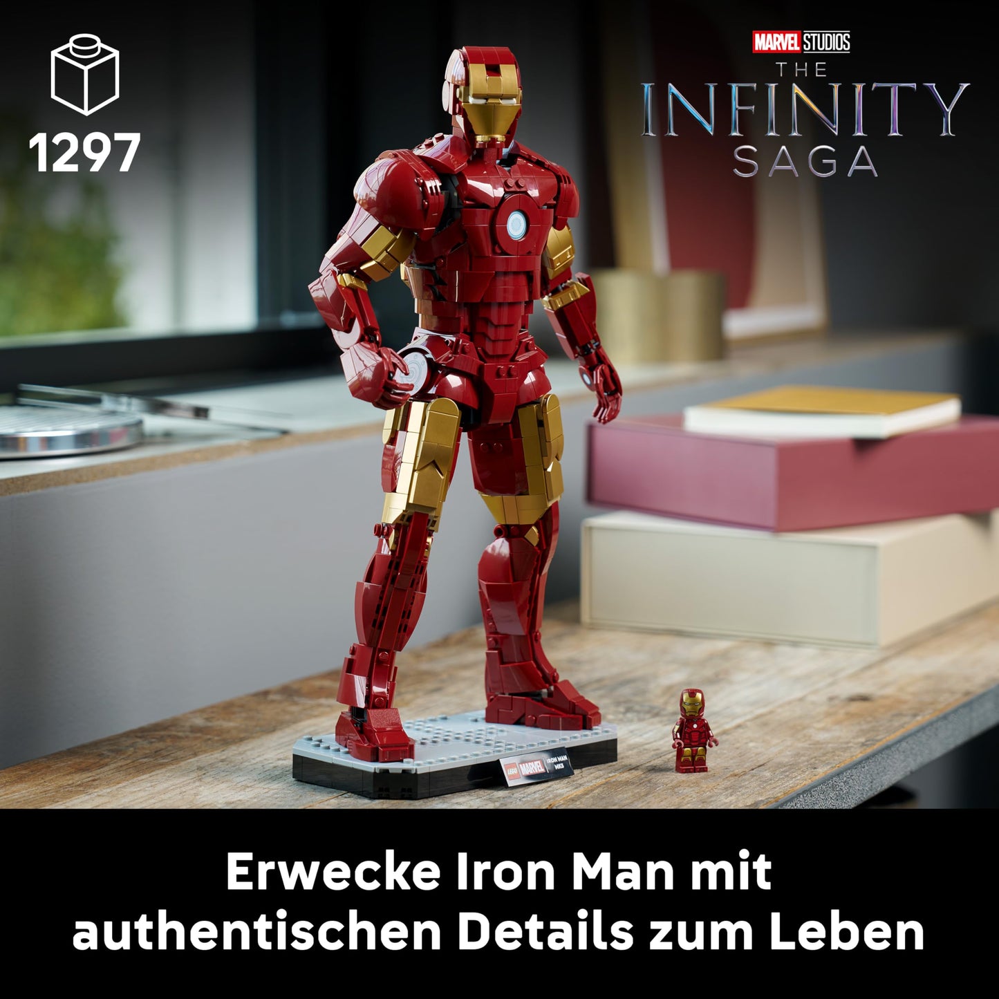 LEGO | Marvel Iron Man Mark 3 Collector's Edition - Avengers Building Set for Adults - Model Building with Minifigure, Stand and Nameplate - Creative Gift for Men, Women and All Fans - 76344