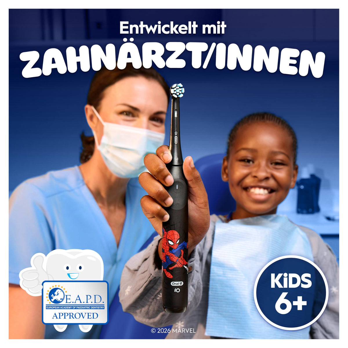 Oral-B iO Kids 6+ Marvel Spiderman Electric Toothbrush for Kids, Black - 8700216932899