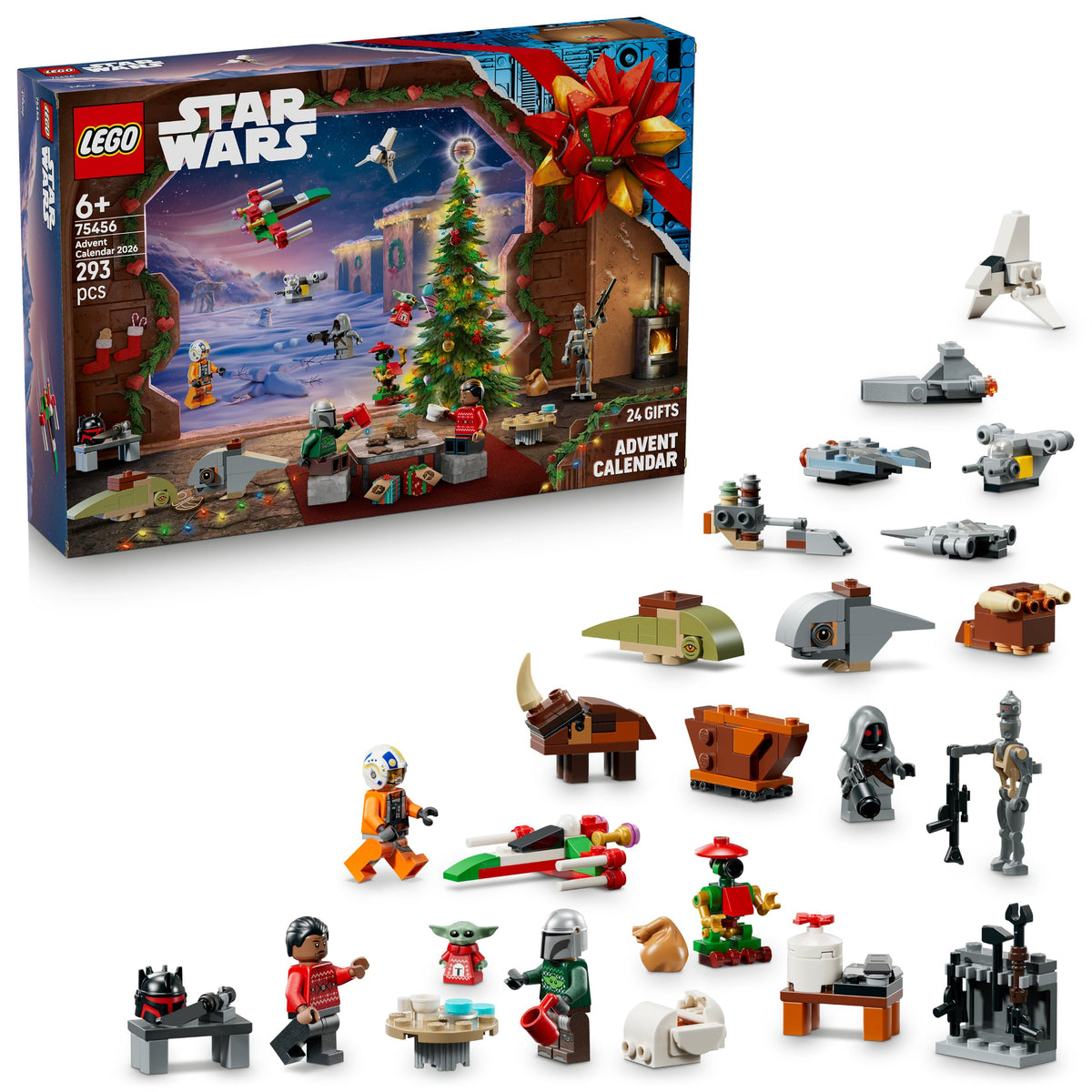 LEGO Star Wars 75456 Calendar de Advent 2026 - Cadou de Crăciun pentru băieți de la 6 ani - 24 de surprize cu 4 minifigurine, droidul IG-11 și figurina Grogu - Cadou pentru fanii The Mandalorian