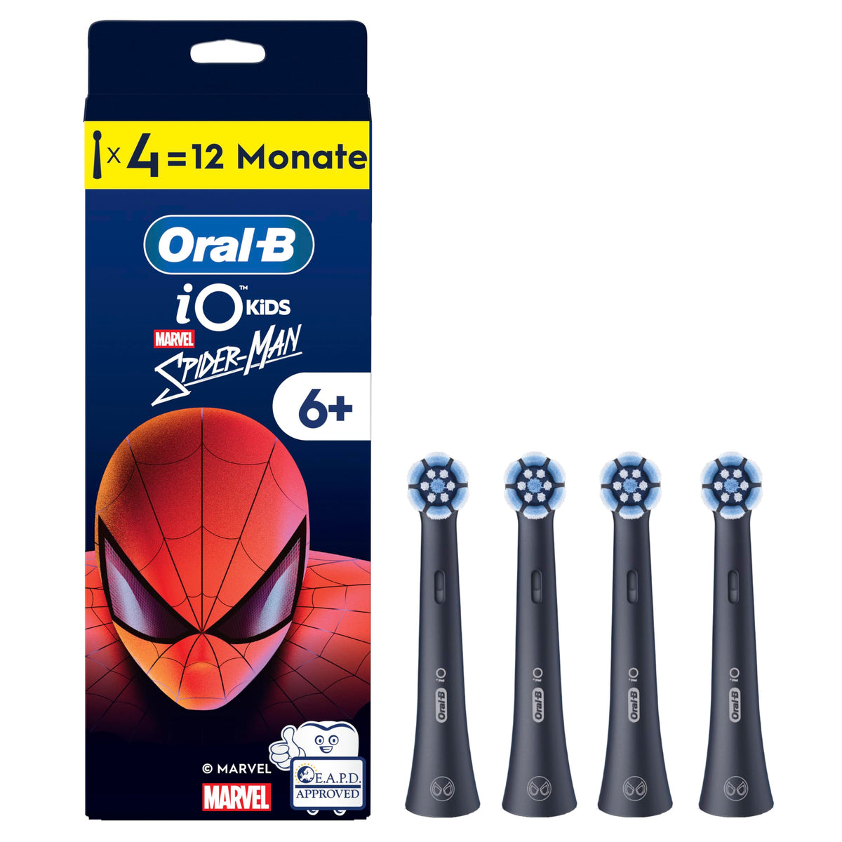 Oral-B iO Perii de schimb Kids 6+ Marvel Spiderman, Negru, 4 bucăți - 8700216930628