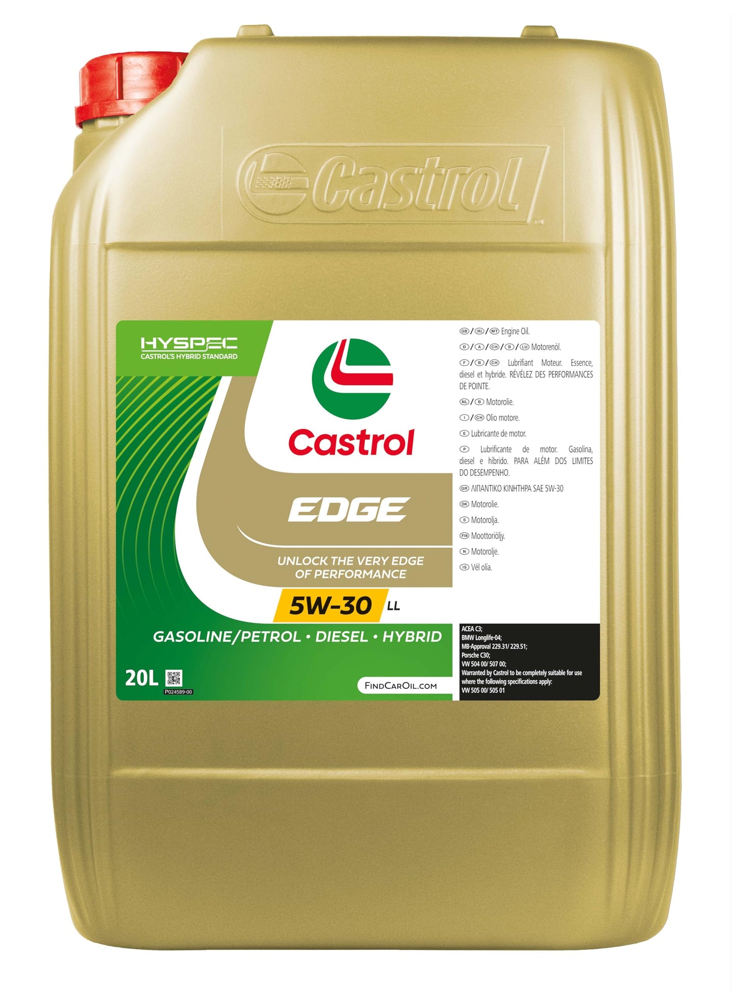Castrol EDGE 5W-30 LL engine oil, 20L - 15664C