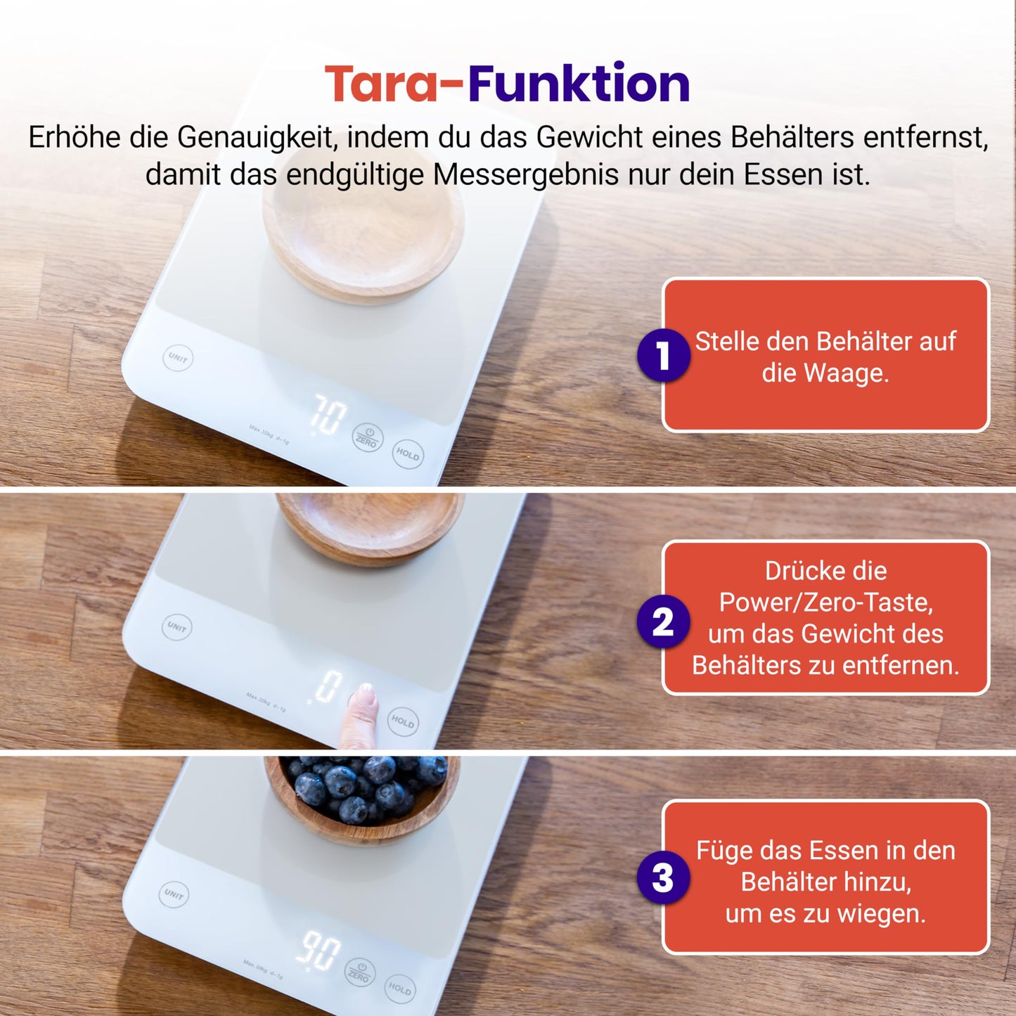 ETEKCITY kitchen scales, precision scales 0.1g accurate, 10kg digital kitchen scales with large LED display, waterproof kitchen scales, kitchen scale for measuring liquids, tare function - 10KG-1g - white glass - EKS-L422