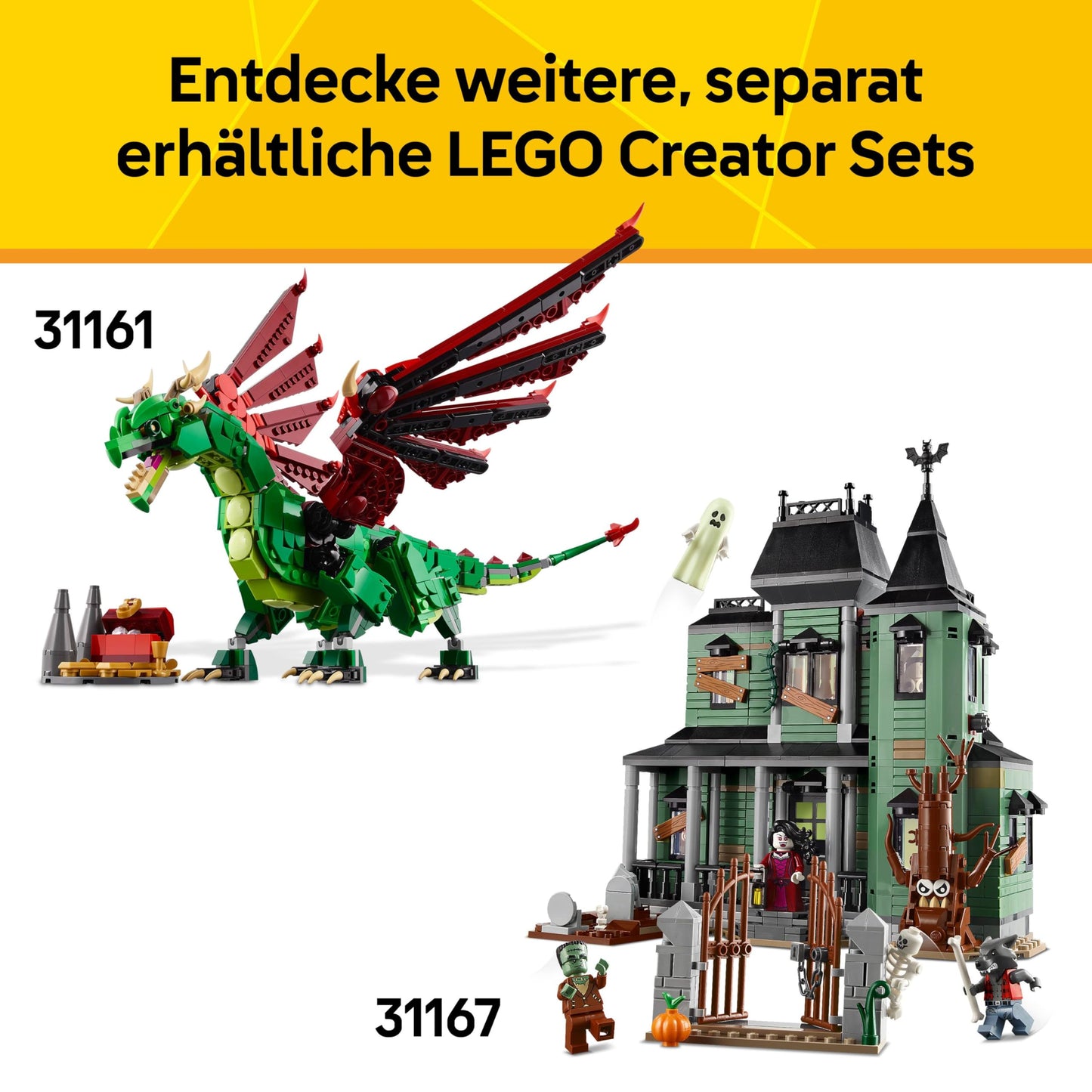 LEGO Creator Knight's Castle in the Middle Ages - 3-in-1 building set - Toy knight's castle - Convertible into knight's tournament scene or city - 6 minifigures - Gift for boys and girls aged 9 and up 31168